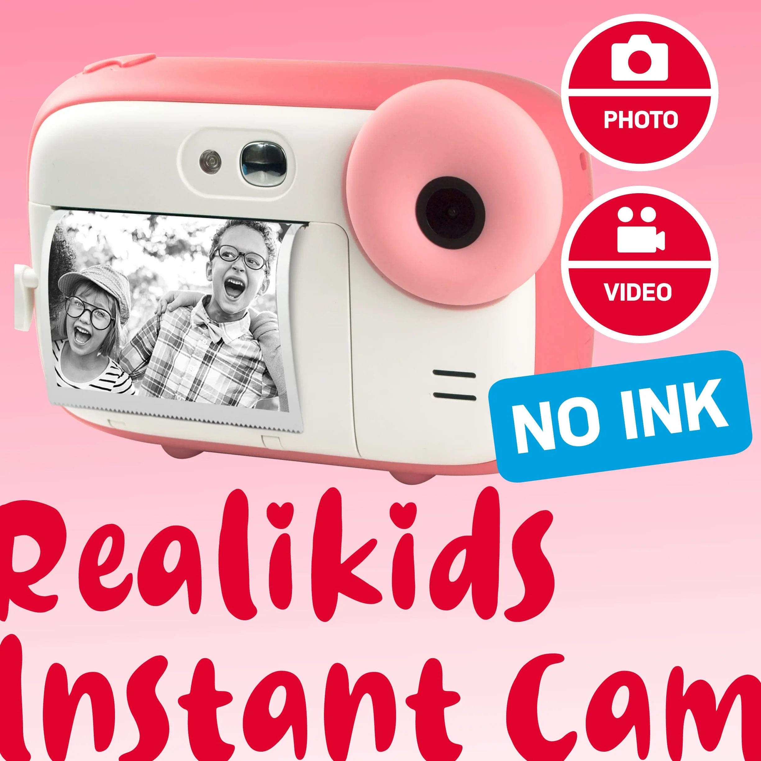 AgfaPhoto Realikids Instant Cam - Appareil Photo Instantané pour Enfant, Photo/Video, Ecran LCD 2,4', Port Micro SD, Batterie Lithium, Miroir Selfie et Filtre Photo