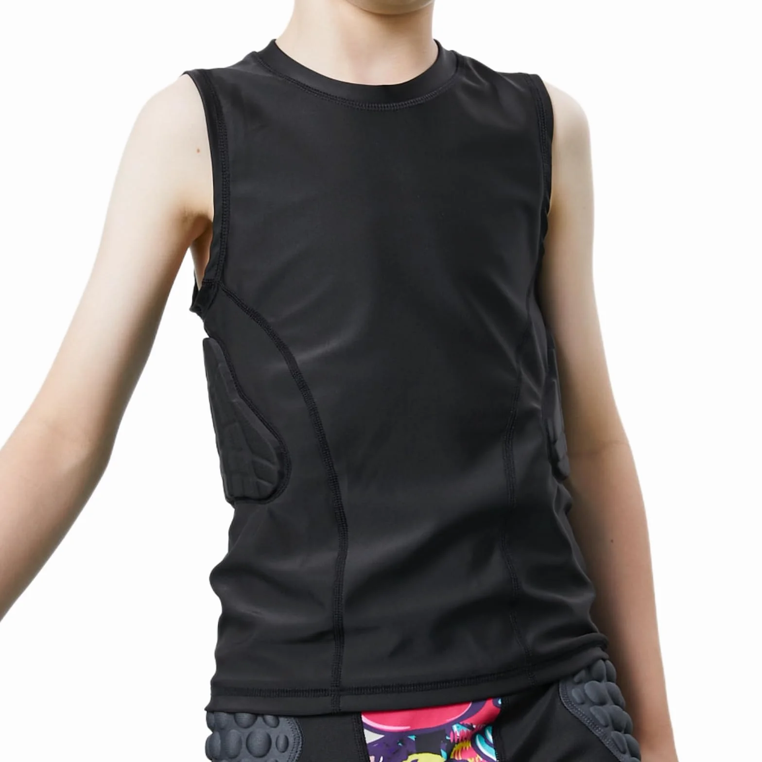 Maillot de football rembourré pour enfant avec protections côtelées
