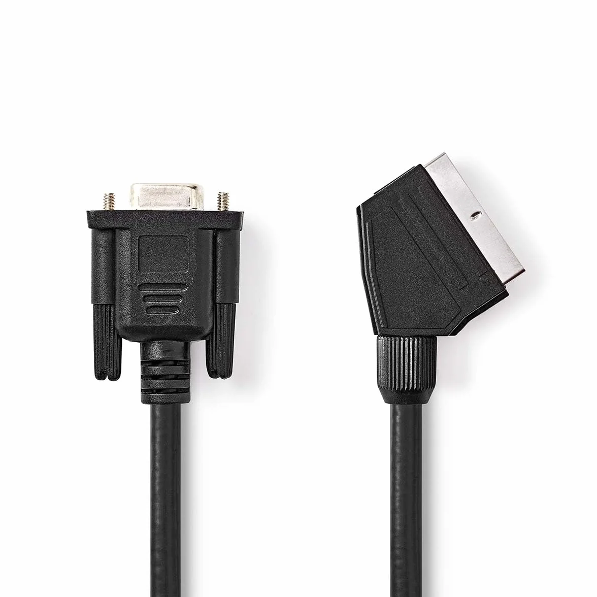 Nedis Câble péritel - Fiche péritel - VGA femelle - Nickelé - 480p - 2 m - Rond - PVC - Noir - Étiquette