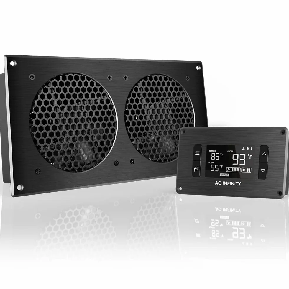 AC Infinity Airplate T7 Quiet Cooling Fan with Thermostat Control for Home Theater AV Cabinets