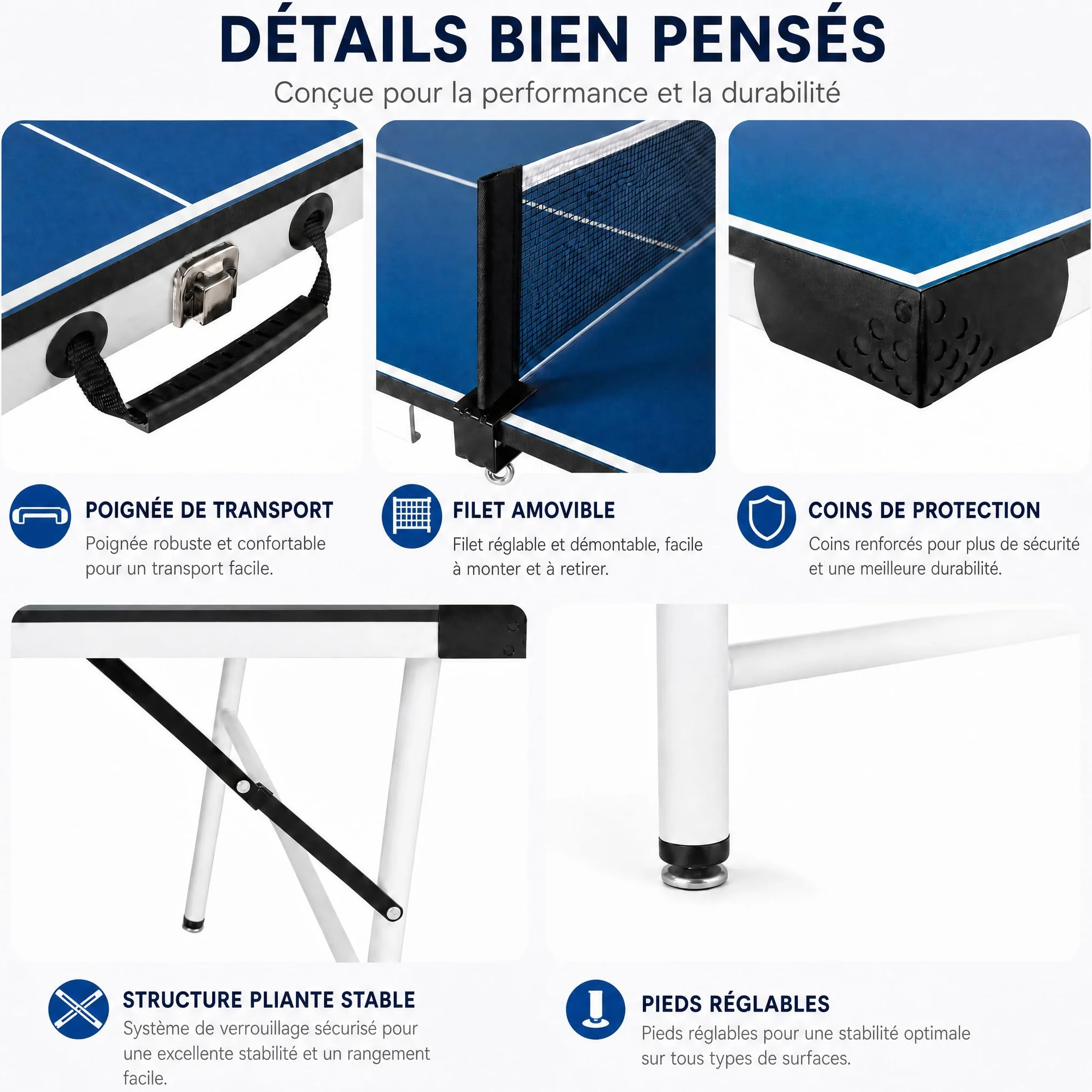HLC Table de Ping Pong Exterieur Pliable 169×81×69cm pour Adultes et Enfants