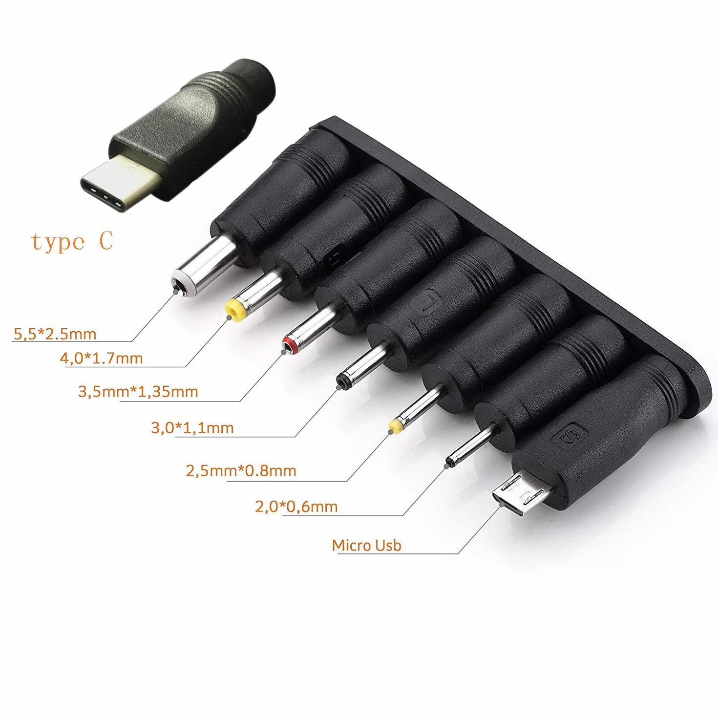 8 en 1 Chargeur USB 5V2A Universel Adaptateur Secteur avec 8 Embouts Connecteur à d'écoupage pour différents appareils -Noir