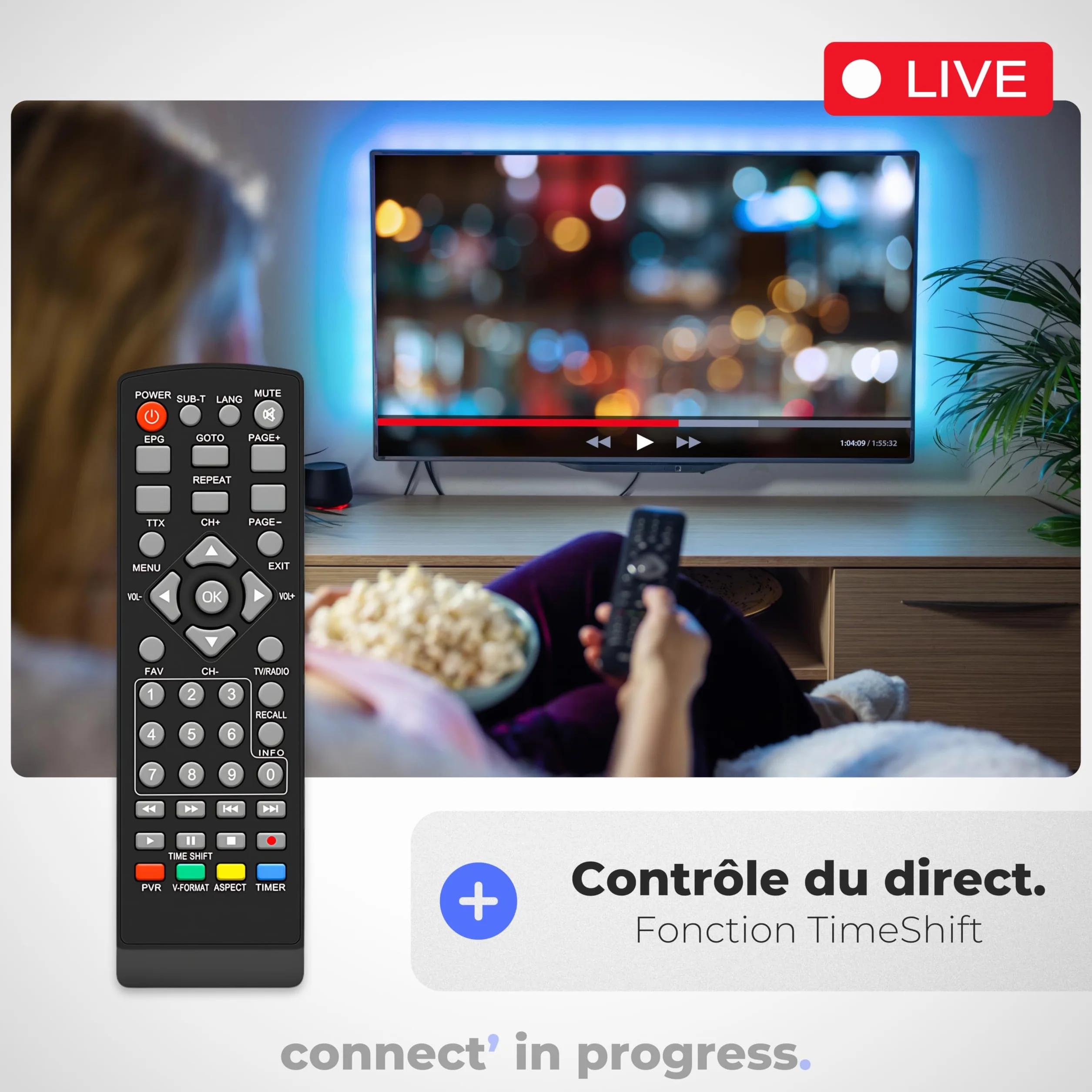 APM Décodeur TNT Full HD 1080p H.265 HEVC DVB-T2 DVB-C HDMI Péritel USB Coax