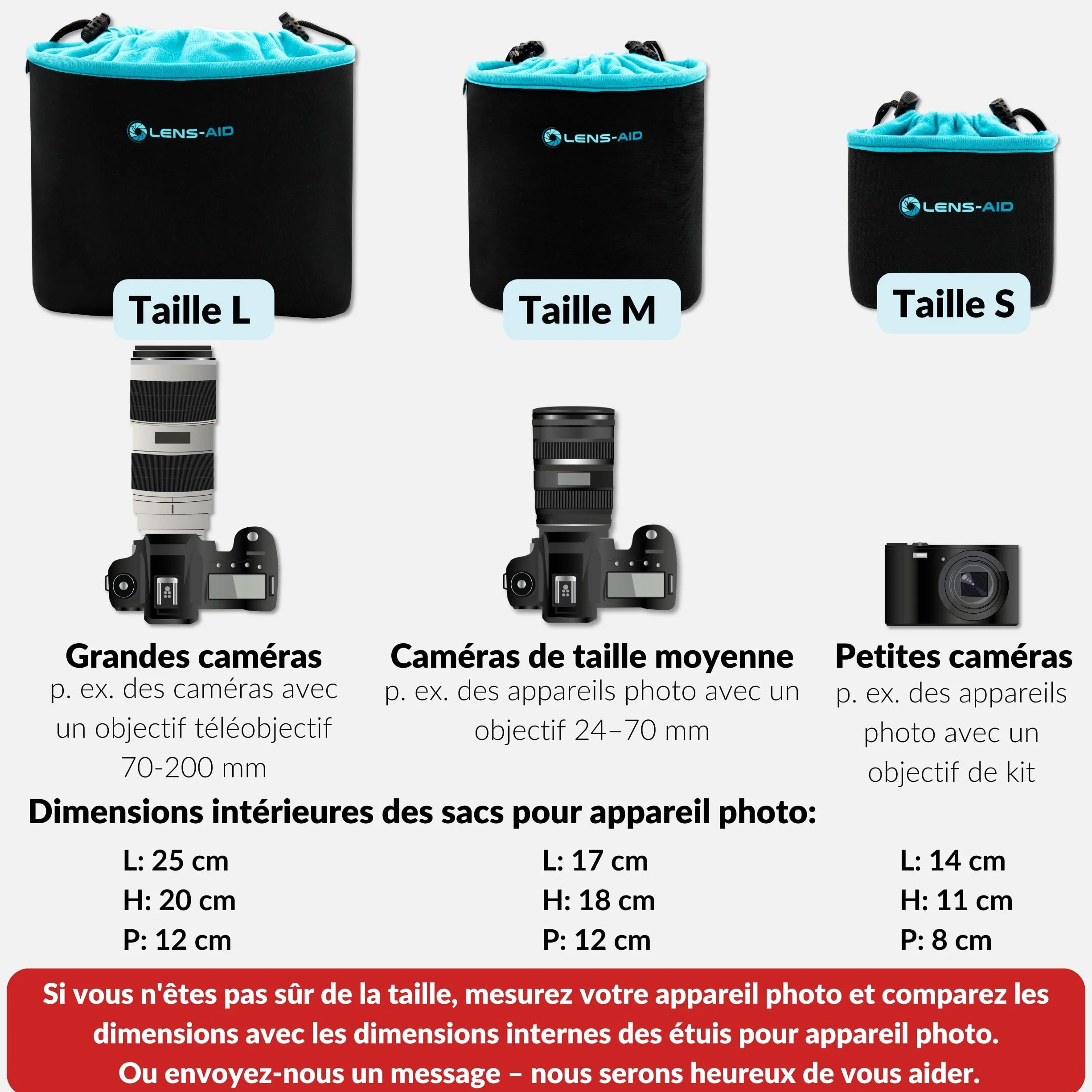 Sacoche en néoprène pour appareil photo avec doublure de protection (M)