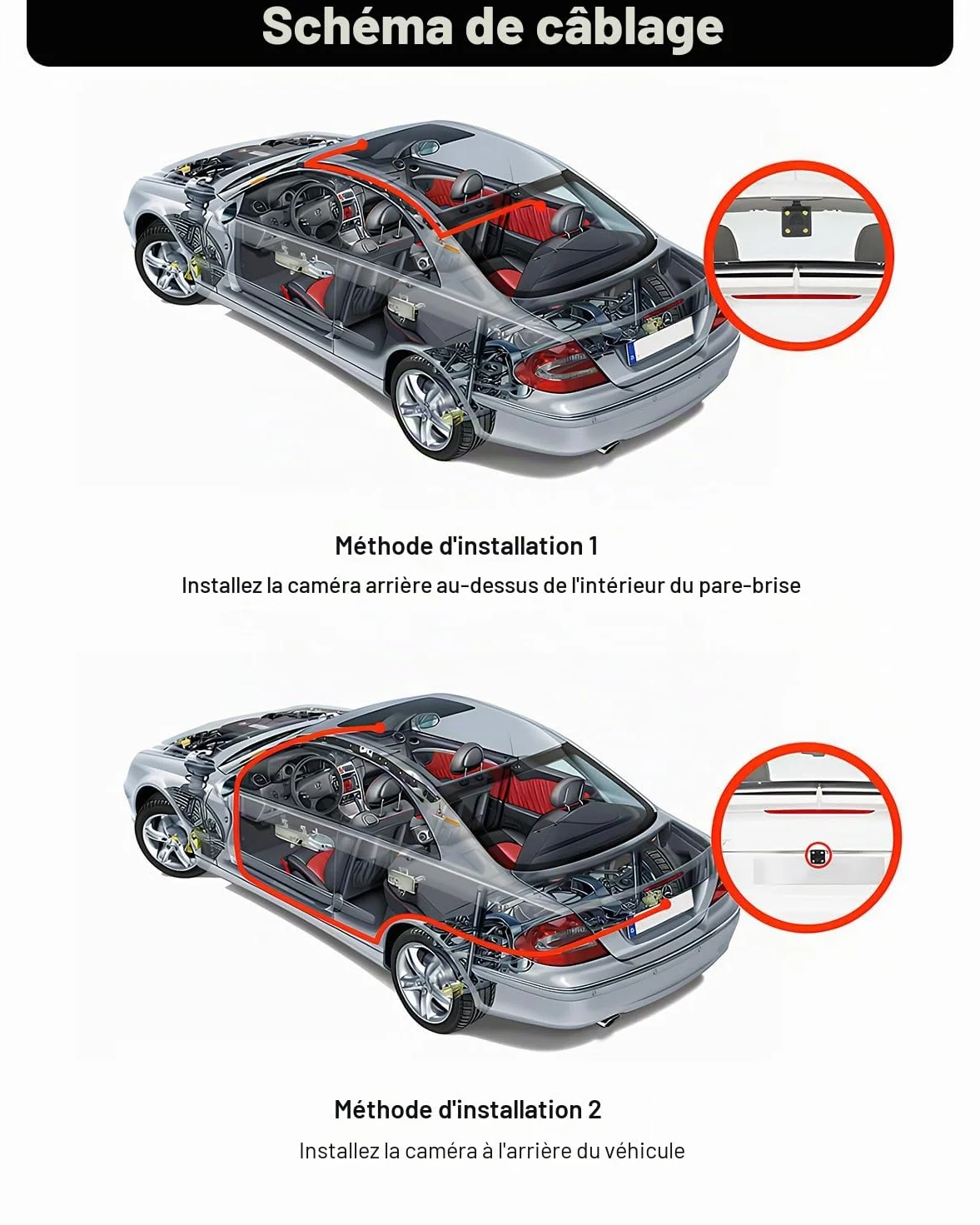 6M Cable Camera de Recul Double Blindage Amélioré pour Connecter Un Moniteur et Caméra de Recul, Vidéo Cable Rallonge Male Male avec 1 Adaptateur RCA Femelle Femelle et 1M d'alimentation DC Extension