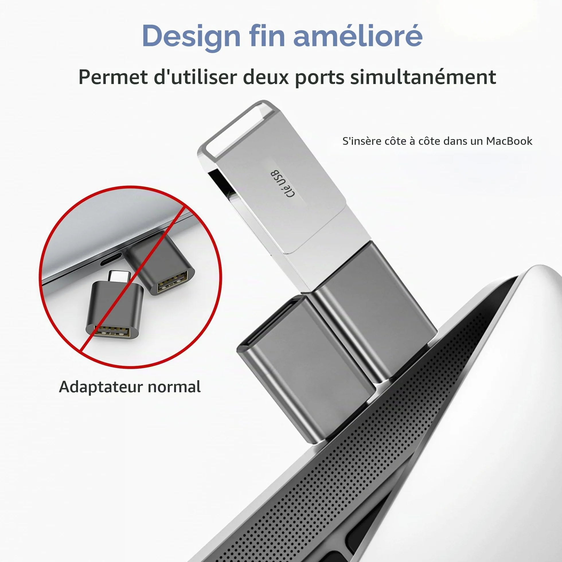 BASESAILOR Adaptateur USB C vers USB 3Pack, Convertisseur USB-C Mâle USB-A 3.0 Femelle, Type C Thunderbolt 4 OTG