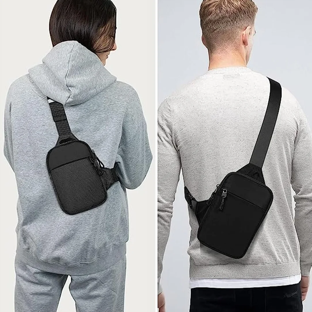 Amacoam Sac Bandoulière étanche Sport Sling Crossbody Nylon Noir 7.5"