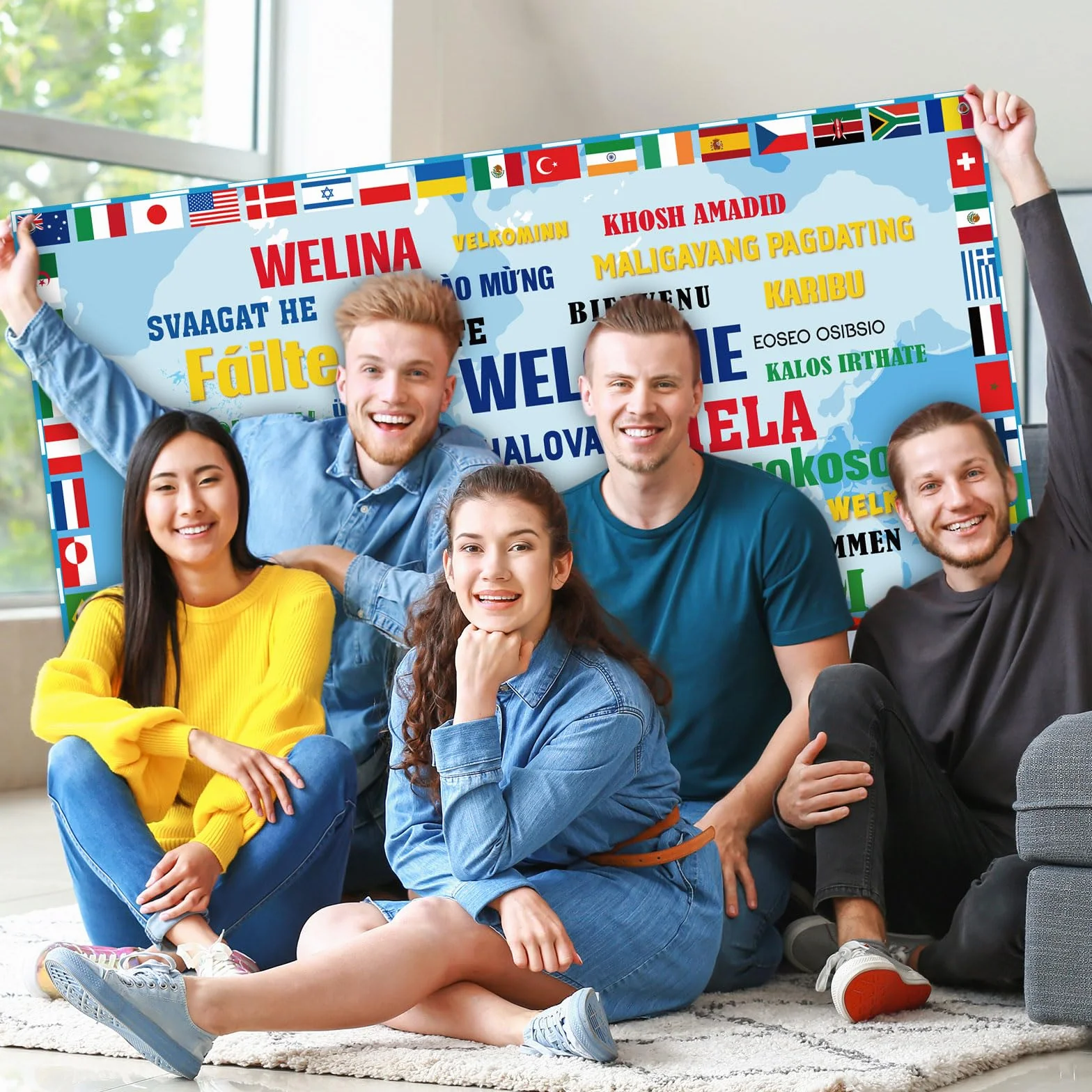 Tatuo Drapeau International de Bienvenue Bannière Fond Autour du Monde décorative événements Sportifs