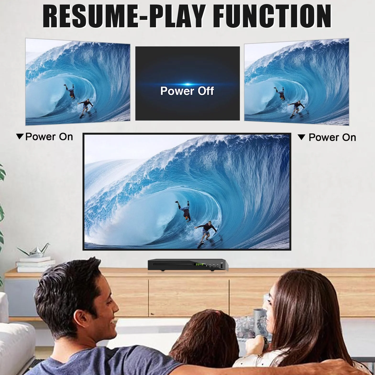 Lecteur de DVD Blu-Ray pour TV, HD Lecteur Blu-Ray Lit Le Disque Blu-Ray de Région 2, Lecteur DVD CD 1080P Toutes Régions pour la Maison, Supporte Clé USB Sortie HDMI AV Coaxiale (Blu-Ray Région 2)
