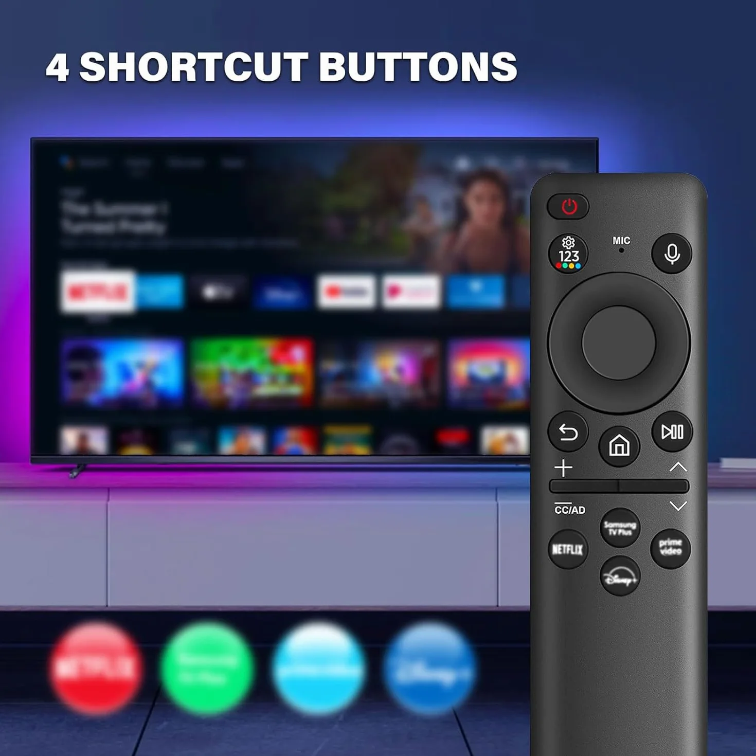 BN59-01432A Télécommande de Remplacement pour Samsung,Télécommande vocale Universelle Solaire pour Samsung Smart TVs,Samsung Smart 4K HD TV avec 4 Touches de Raccourci