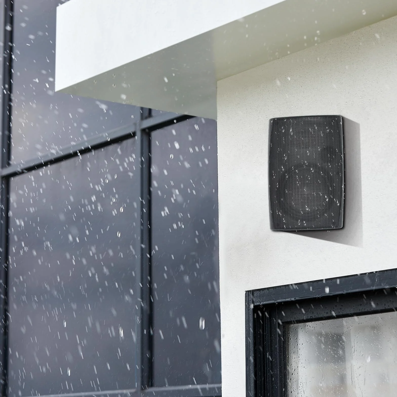 STUDIOFINIX Lot de 4 Haut-parleurs muraux d'extérieur de 16,5 cm 800 W – Solution Audio Haute Performance pour intérieur/extérieur, Maison, terrasse, Jardin, Jardin (Ensemble de 4 Haut-parleurs