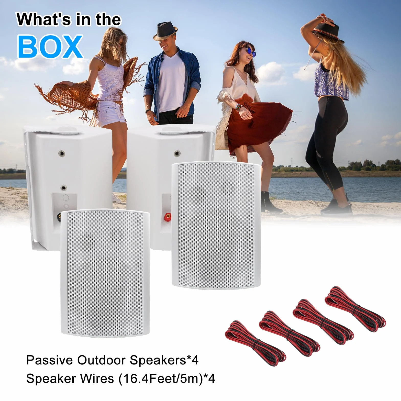 Herdio 800W 6,5 Pouces Enceinte d'Extérieur passifs, étanche Enceintes d'extérieu, Parleur imperméable à l'eau, Haut-Parleur murales stéréo Patio Mural avec Basses puissantes(4 Blanc)