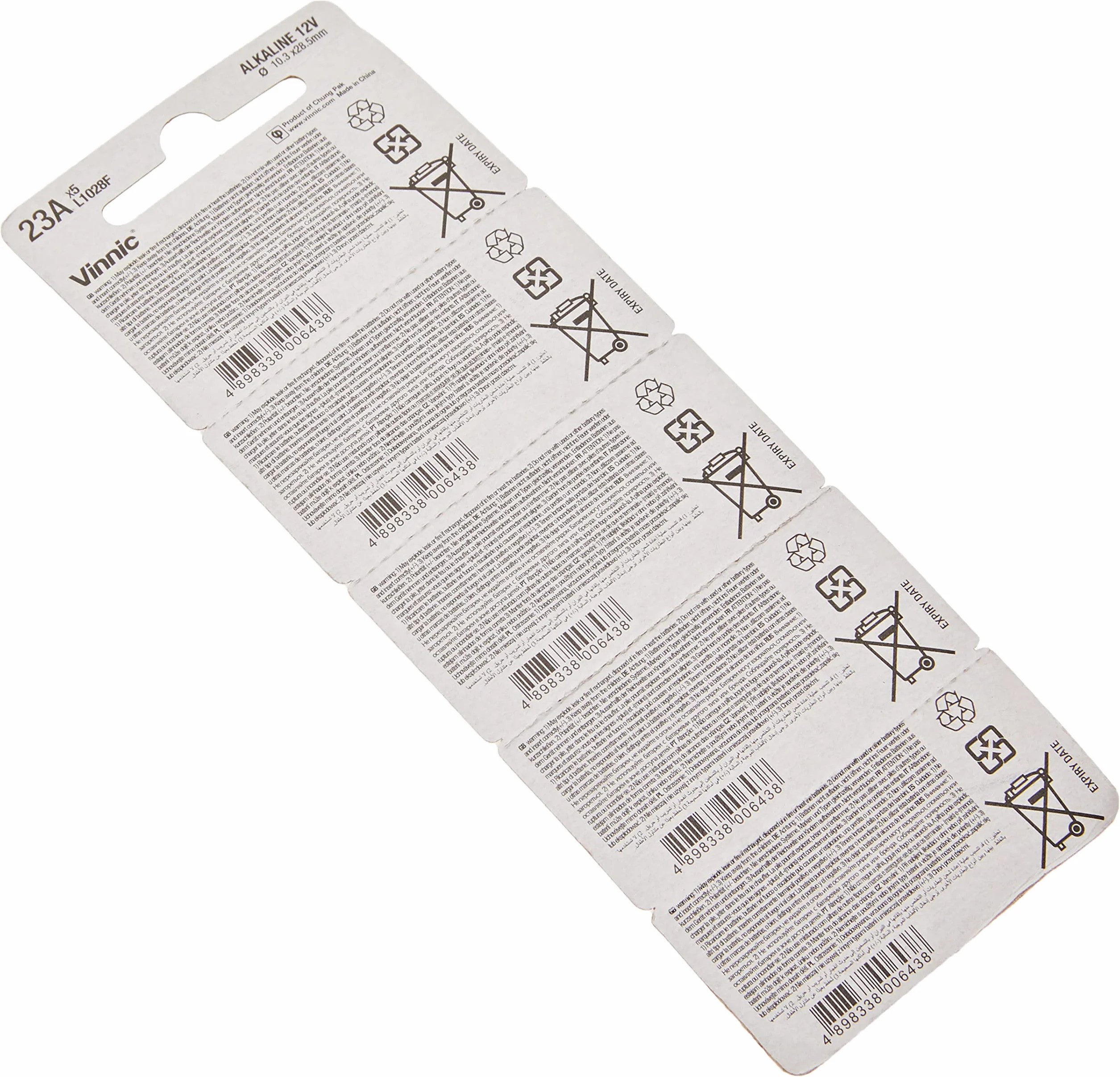 Vinnic Vinnic VIN-23A Lot de 5 Piles alcalines 23 A L1028F
