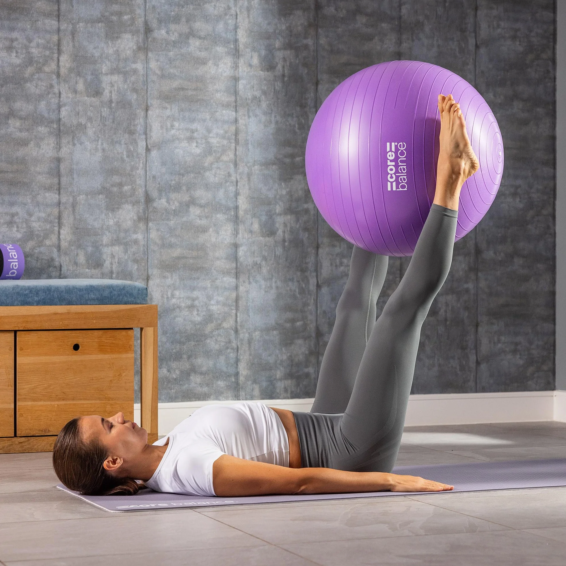 Ballon de Grossesse Anti-éclatement Core Balance avec Pompe - Ballon Pilates Violet