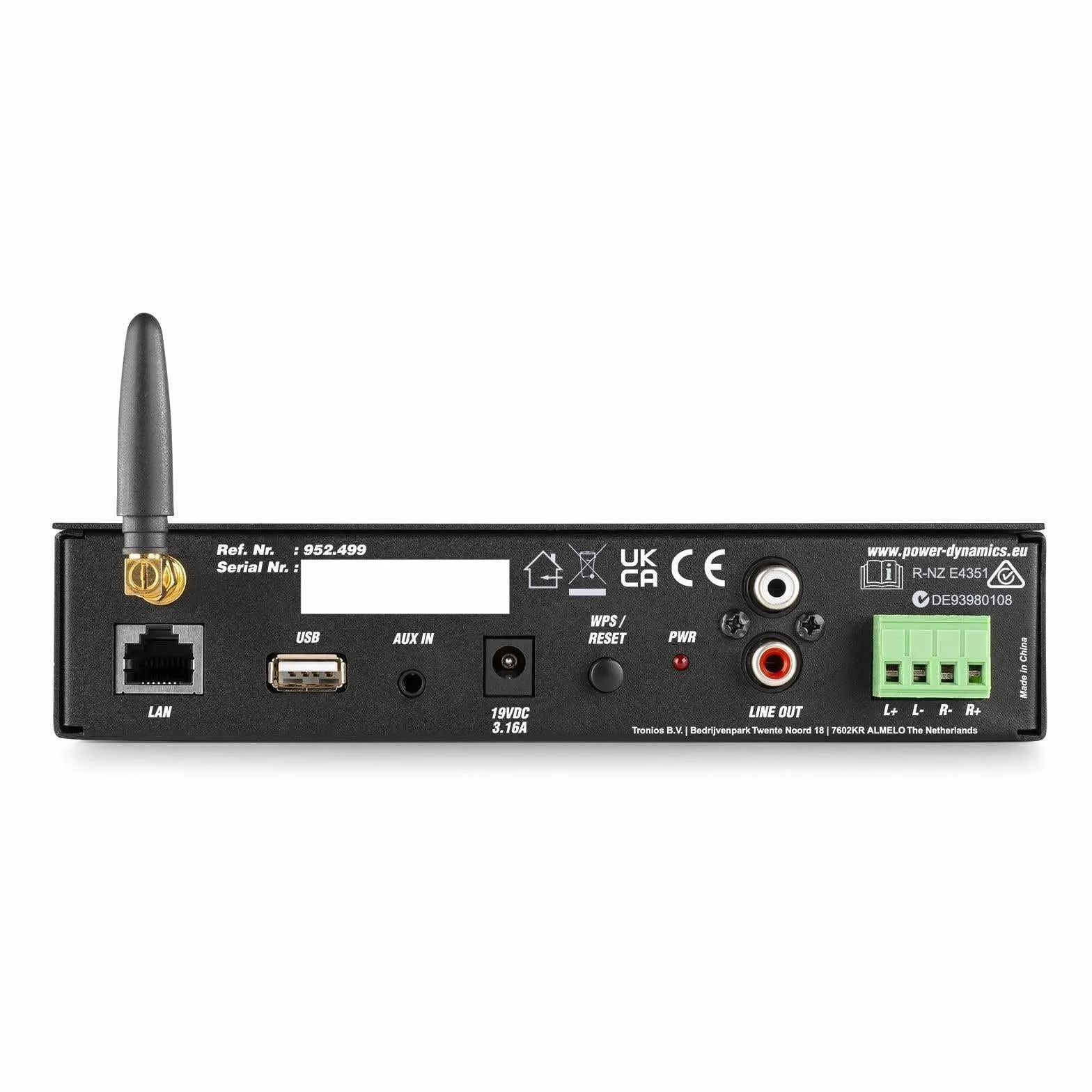 Power Dynamics WT240A Amplificateur Stéréo WiFi avec Bluetooth - 80 Watts, Multiroom, AirPlay, DLNA, USB, Ethernet, Télécommande, Montage 19", Idéal pour Les Petits Commerces