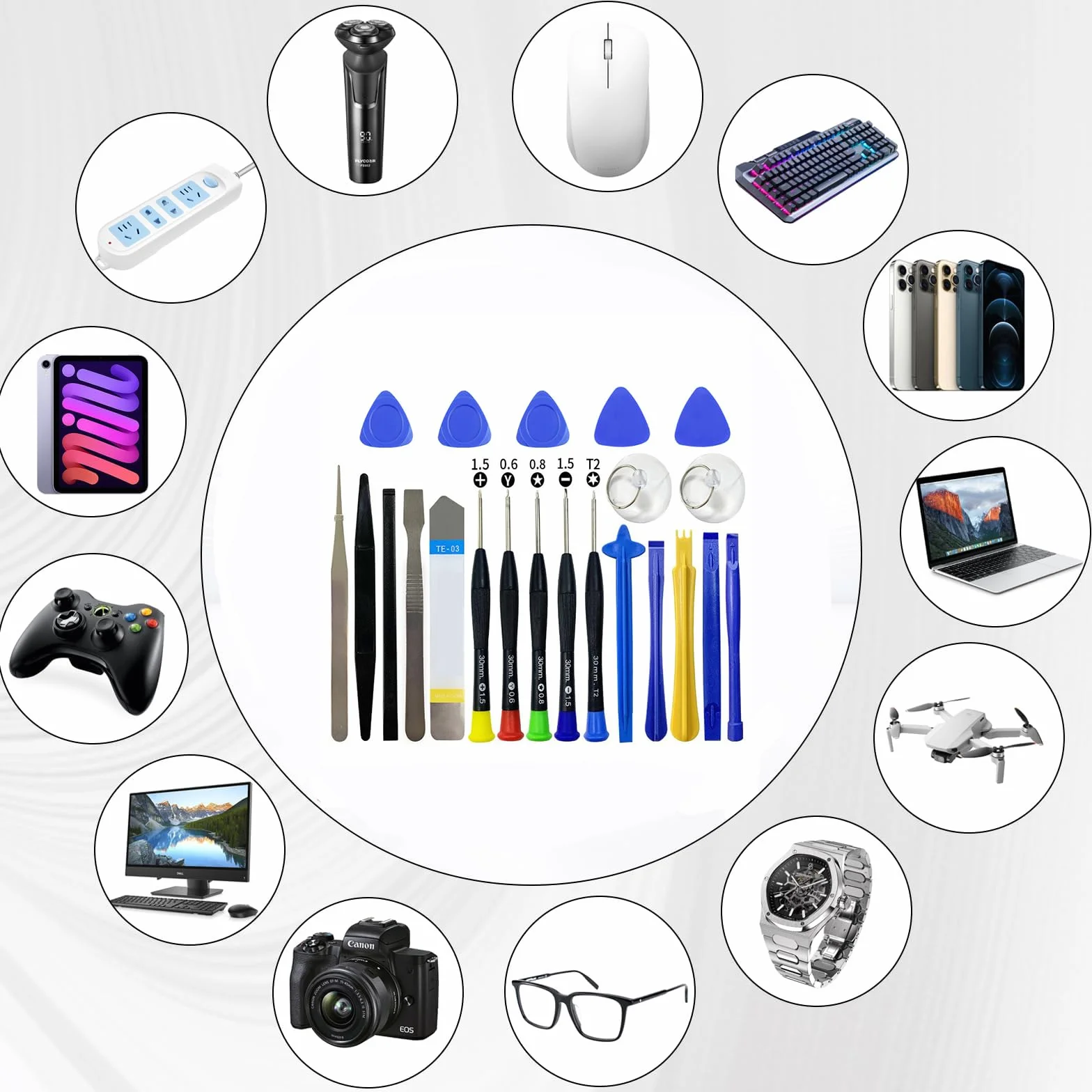NUIGUBF 22 Outils électroniques Professionnels, adaptés à l'ouverture des téléphones Portables, des tablettes pour remplacer l'écran, la Batterie et d'autres Kits de réparation multifonctionnels (A)