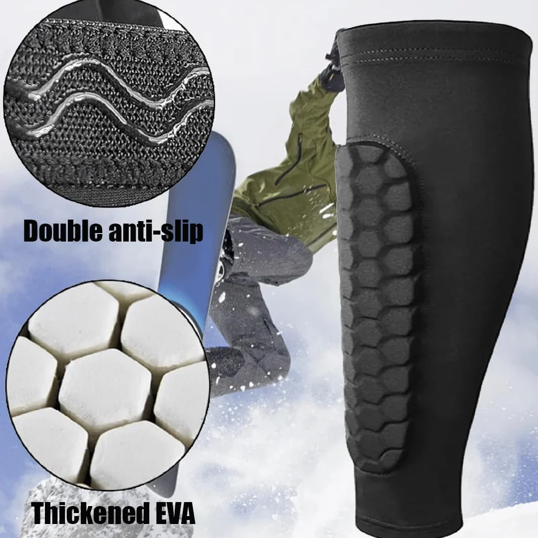 Protège-Tibias en Nid d'abeille Élastiques Respirants Anti-Collision Ski Football