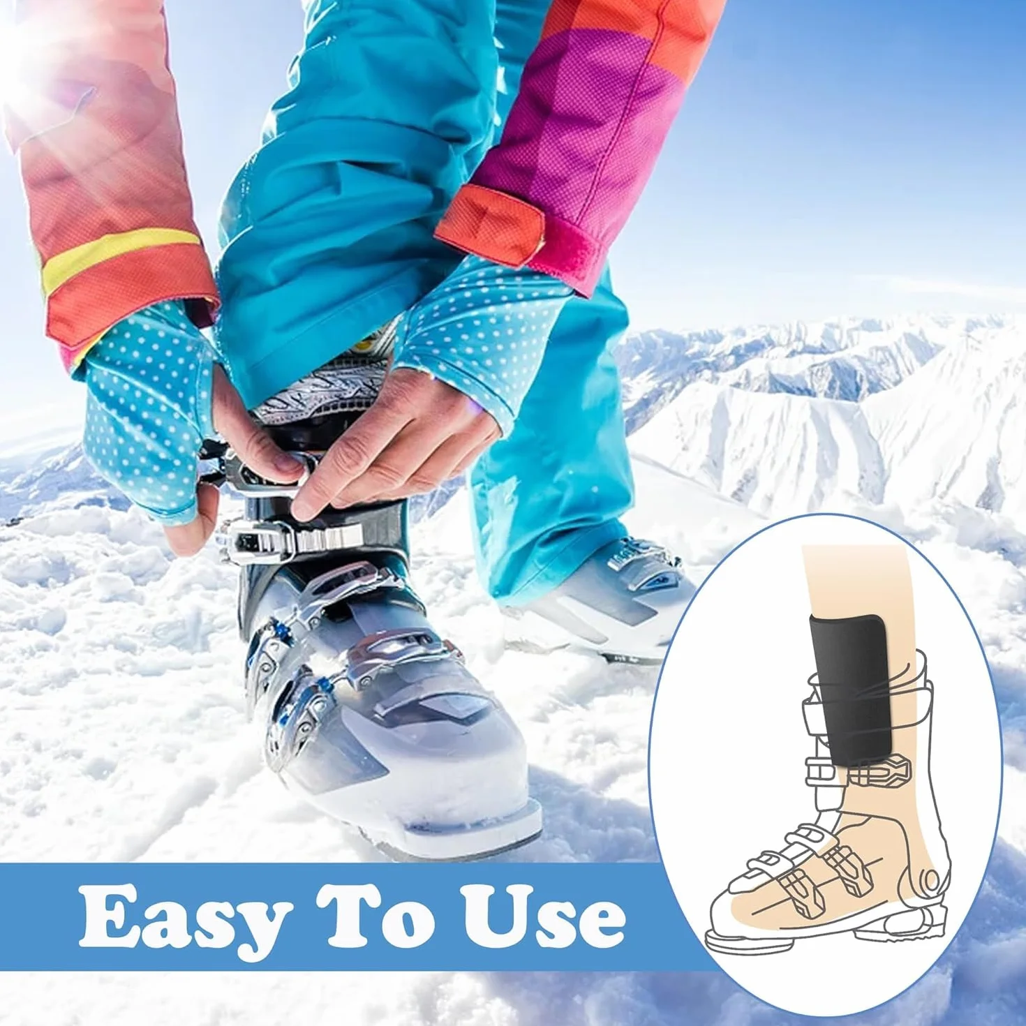 Protège-tibias en mousse épaisse pour chaussures de ski snowboard et bottes