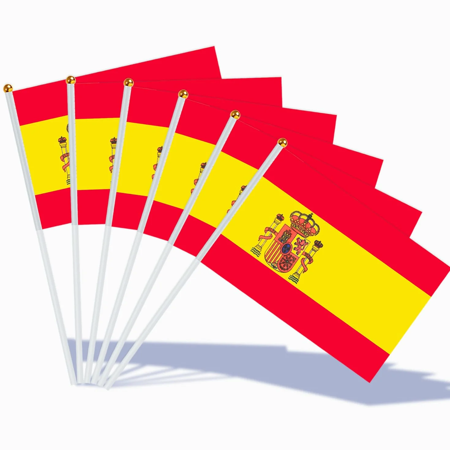 AhfuLife Petit Drapeau Espagnol 30cm, 30 Pcs Mini Drapeaux Espagne pour Décor Football Match Coupe du Monde Fête Nationale