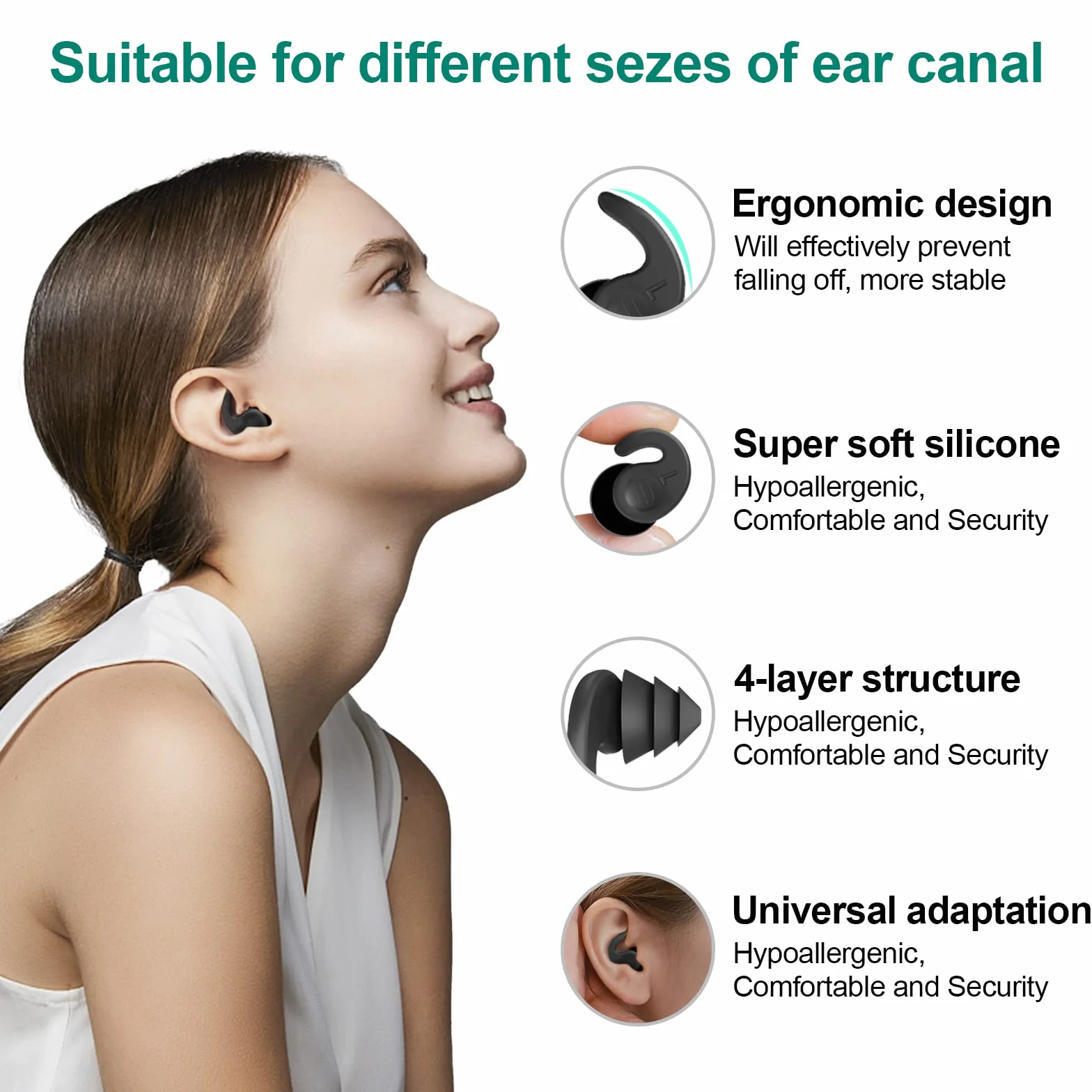 Bouchon Oreille Piscine 3 Paires Bouchons d'oreilles Natation Silicone Réutilisables Imperméables Surf Sports Nautiques