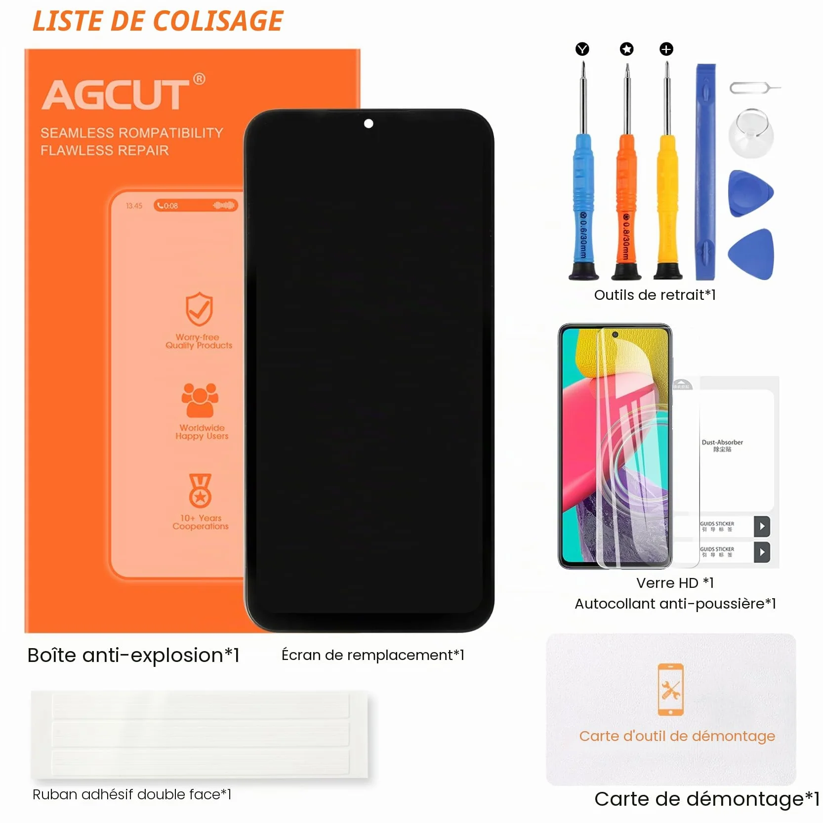 AGCUT Écran LCD pour Samsung A15 4G / 5G LCD Display pour Samsung Galaxy A15 A155F A156B 6,5" LCD Ecran Replacement Touch Screen Digitizer Assembly avec Réparation Outils, Noir avec Cadre