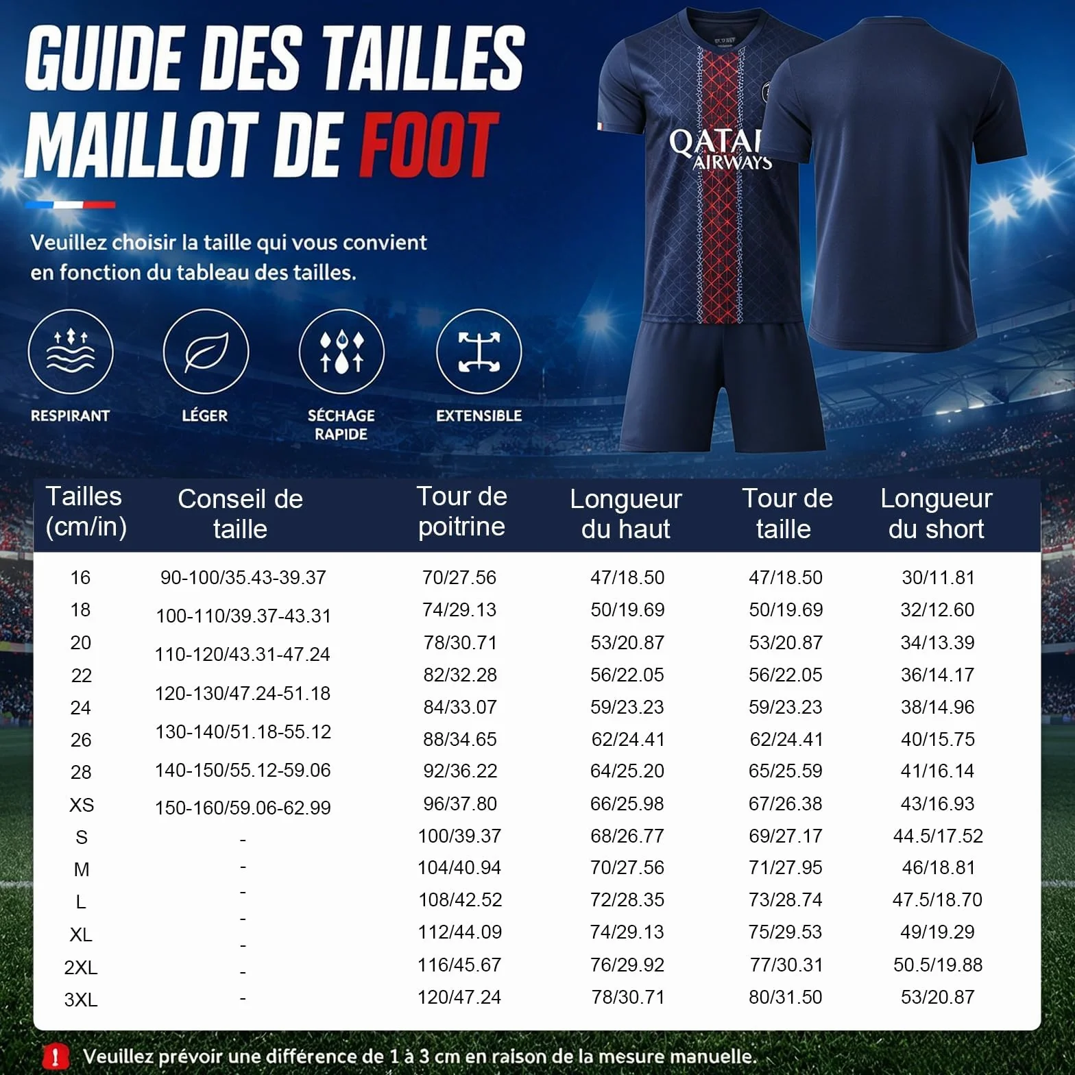 Maillot de Foot Enfant Adulte Personnalisé avec Nom et Numéro - Ensemble Jersey Domicile Extérieur avec Short et Chaussettes