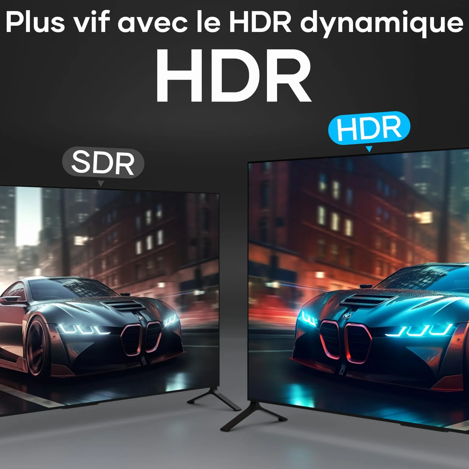 Câble HDMI 2.1 5Mètres 10K 8K Ultra Haute Vitesse 4K@120Hz HDR10 eARC HDCP 2.2 & 2.3 Compatible PS5 X-Box HDTV