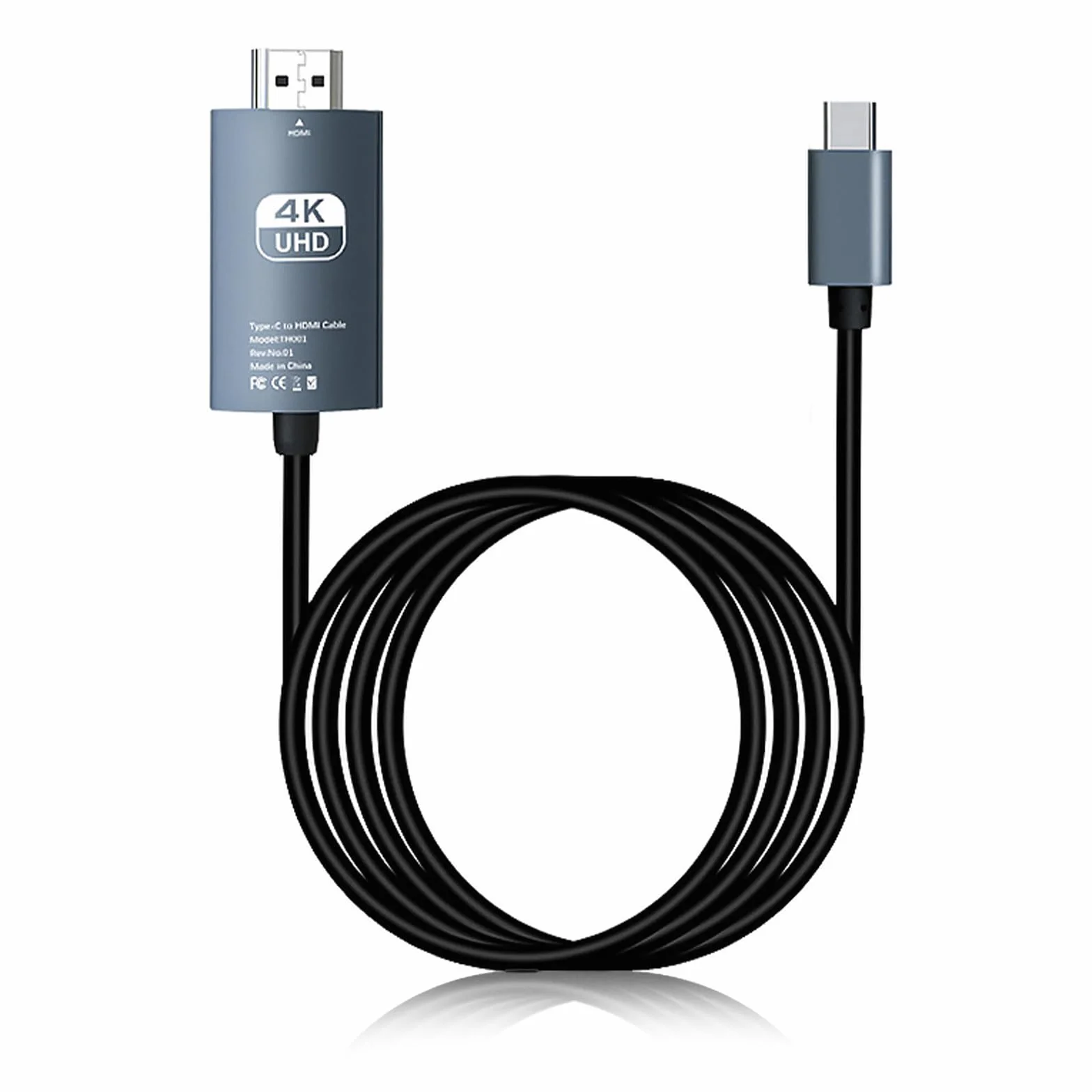 Abauoat Câble HDMI USB-C 4K 2M Adaptateur USB-C vers HDMI Compatible Thunderbolt 3/4 pour Surface Pro 7/8/9, iPad Pro 2018, Air 2020/2022, Huawei Mate 40, Vivo X80 Pro, Samsung S23