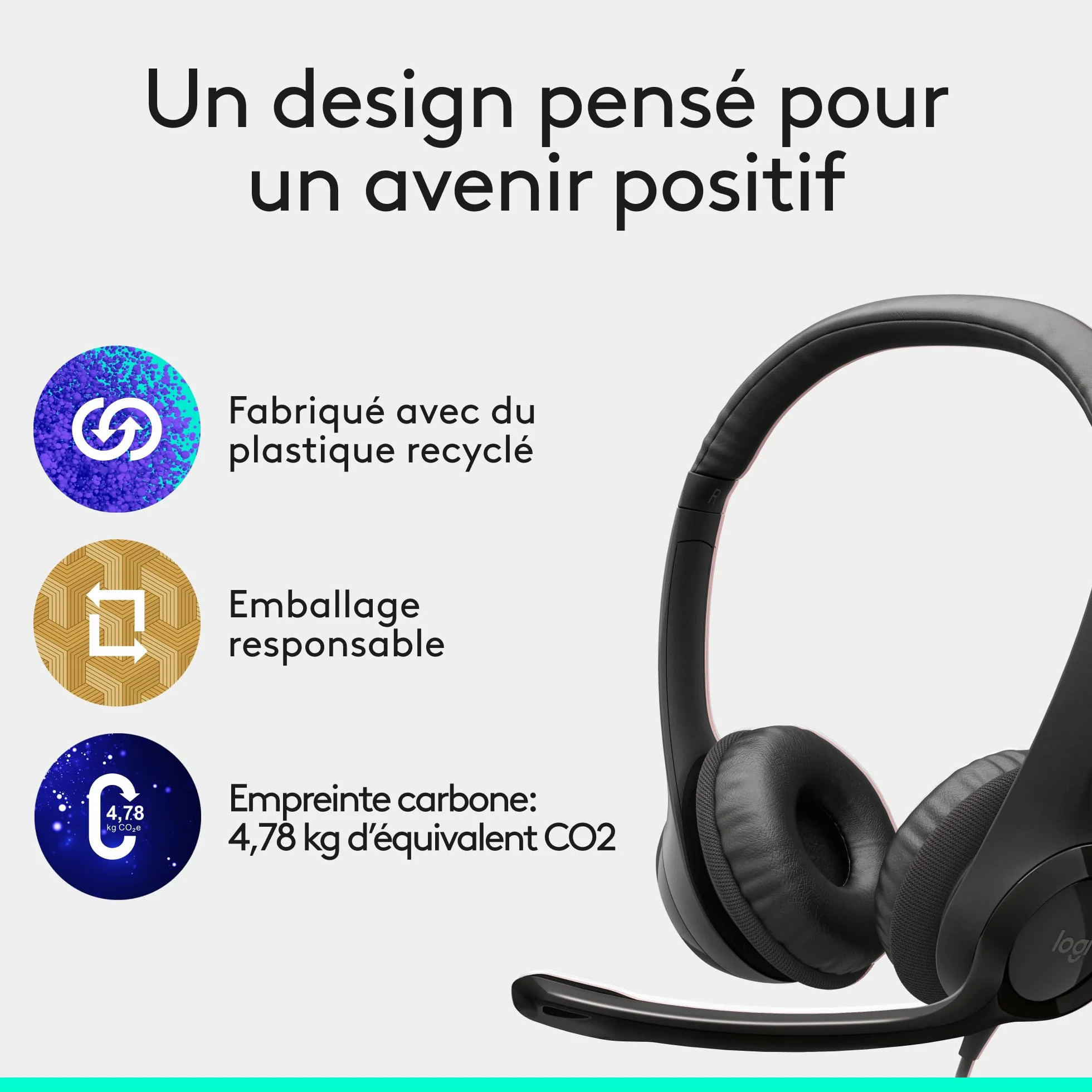 Logitech H390 Casque Filaire pour PC/Ordinateur Portable, Casque Stéréo avec Microphone Antibruit, USB-A, Commandes en Ligne, Compatible avec Chromebook - Noir