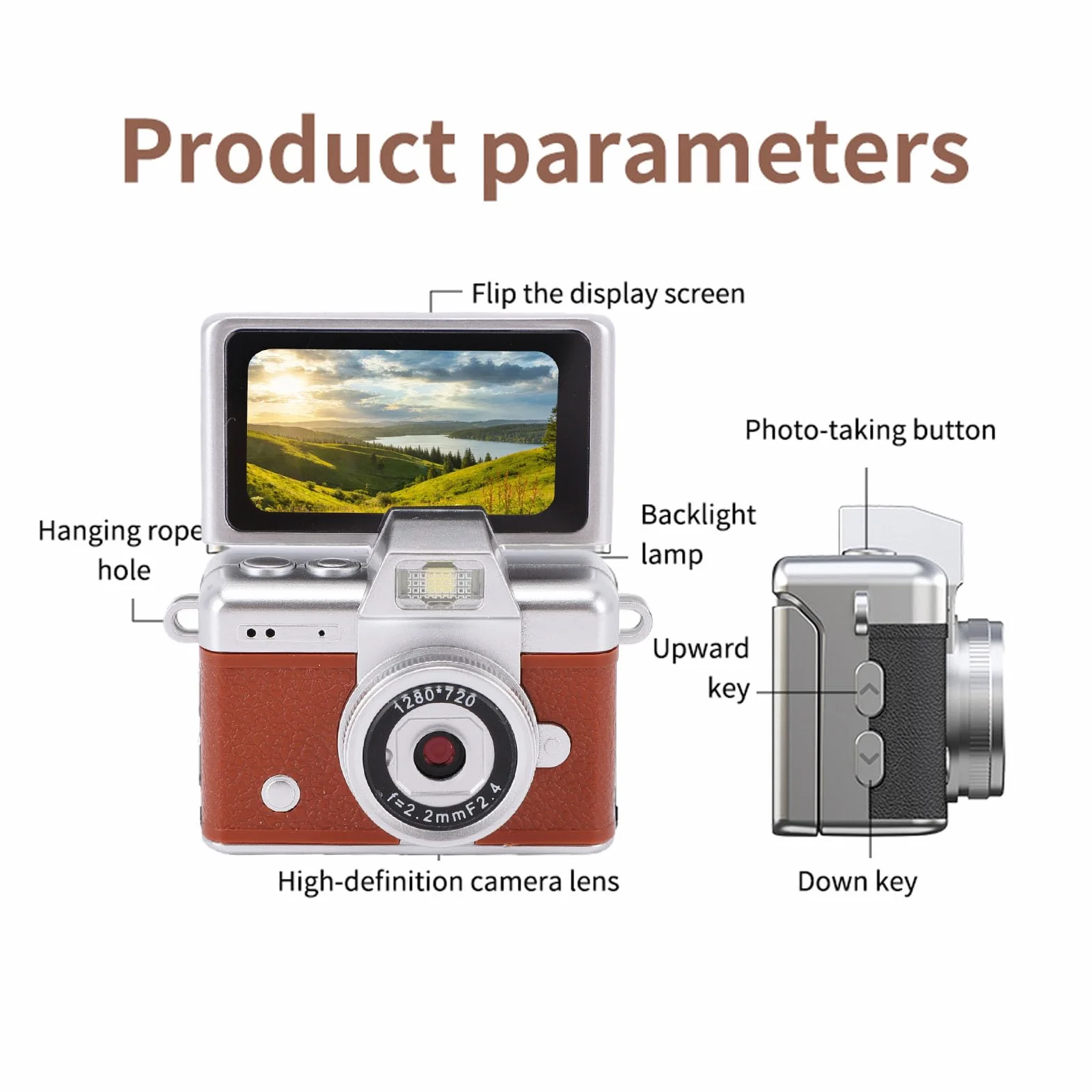 Tangxi Caméra Porte-clés, écran LCD Rabattable de 1,47 Pouces 1080P 48MP, Mini Caméscope Numérique Ultra Clair, Lampe de Poche Intégrée, Enregistreur Vidéo Portable pour la Reconn