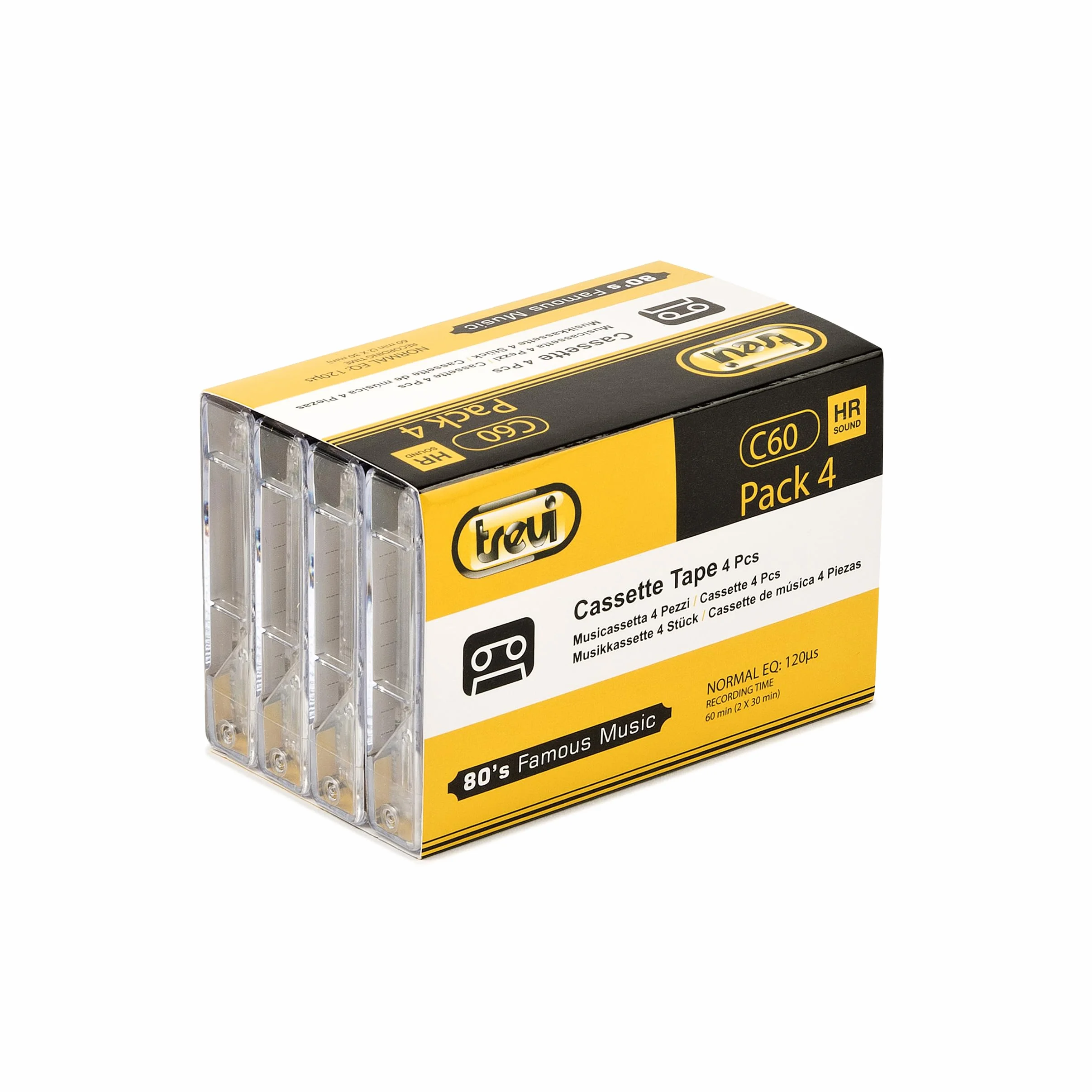 Trevi C 60 HR 4-pack cassette audio 60 minutes 30 min per side 120 µs eq bande magnétique vintage