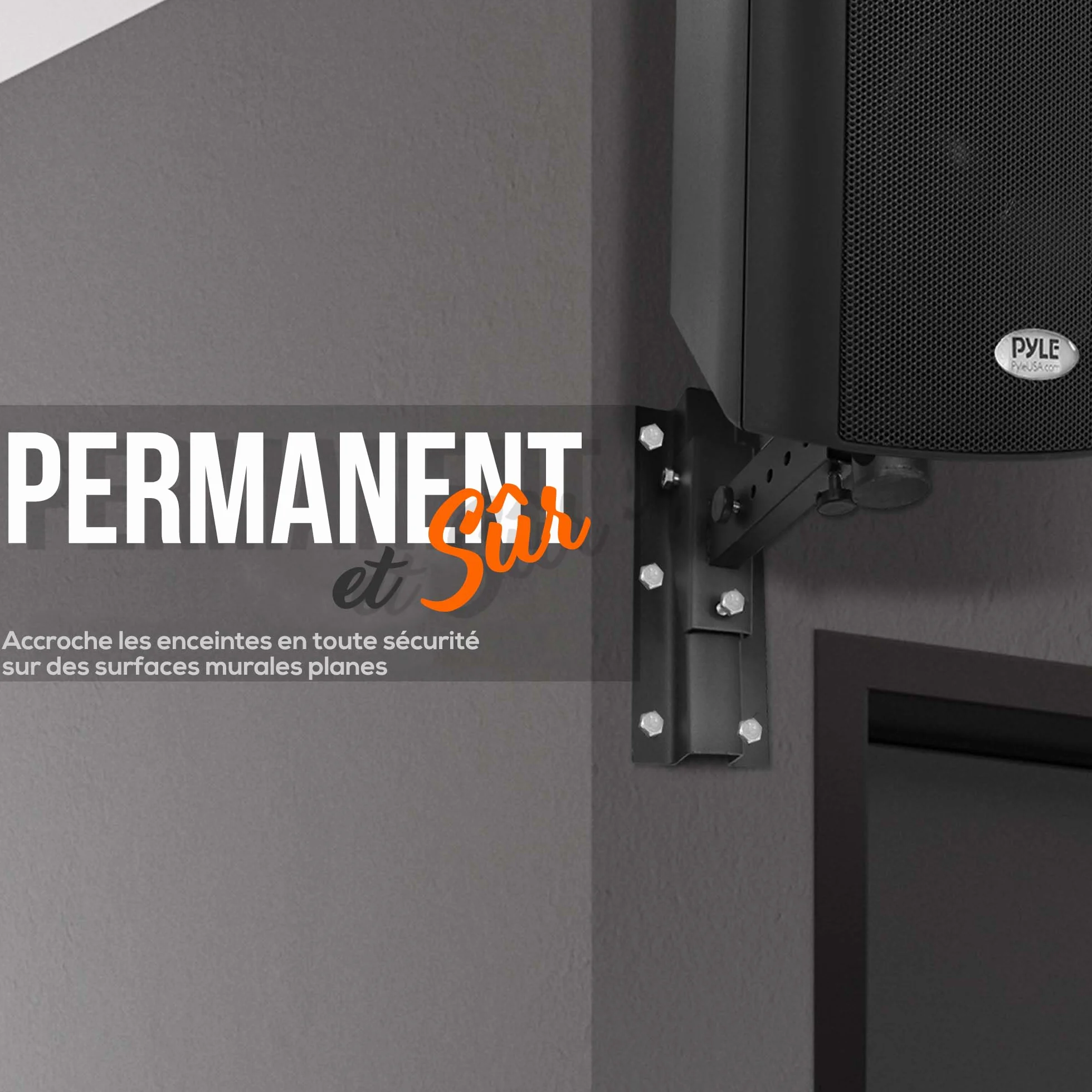 Pyle Support Mural d’Enceinte Universel – Paire Réglable Jusqu’à 31,7 cm du Mur, Inclinaison 90°-30°, Rotation, Goupille de Sécurité en Acier Solide – Fixation Murale Hi-FI/Home Cinéma