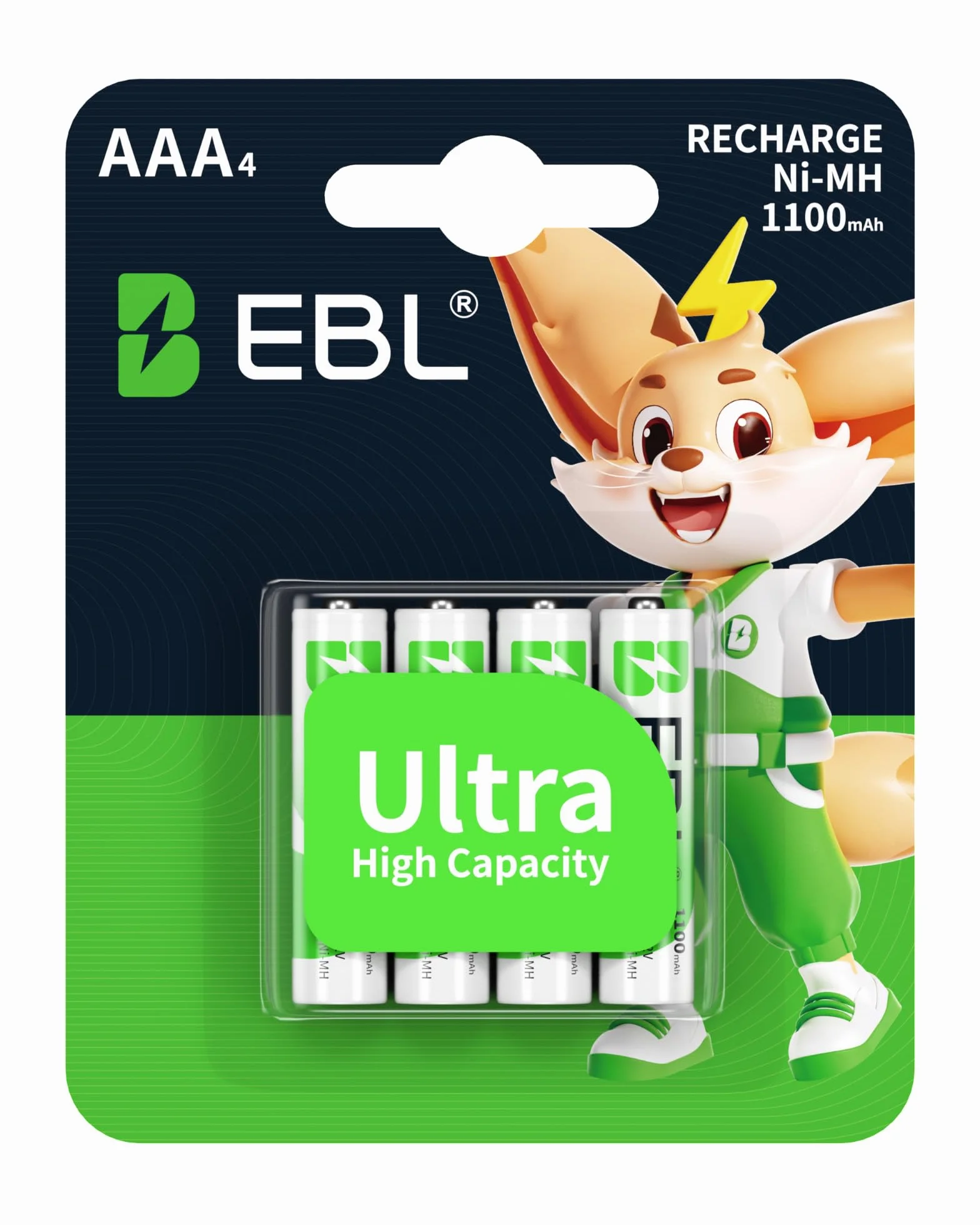 EBL Lot de 4 Piles Rechargeables AAA 1.2V 1100mAh Ni-MH R03