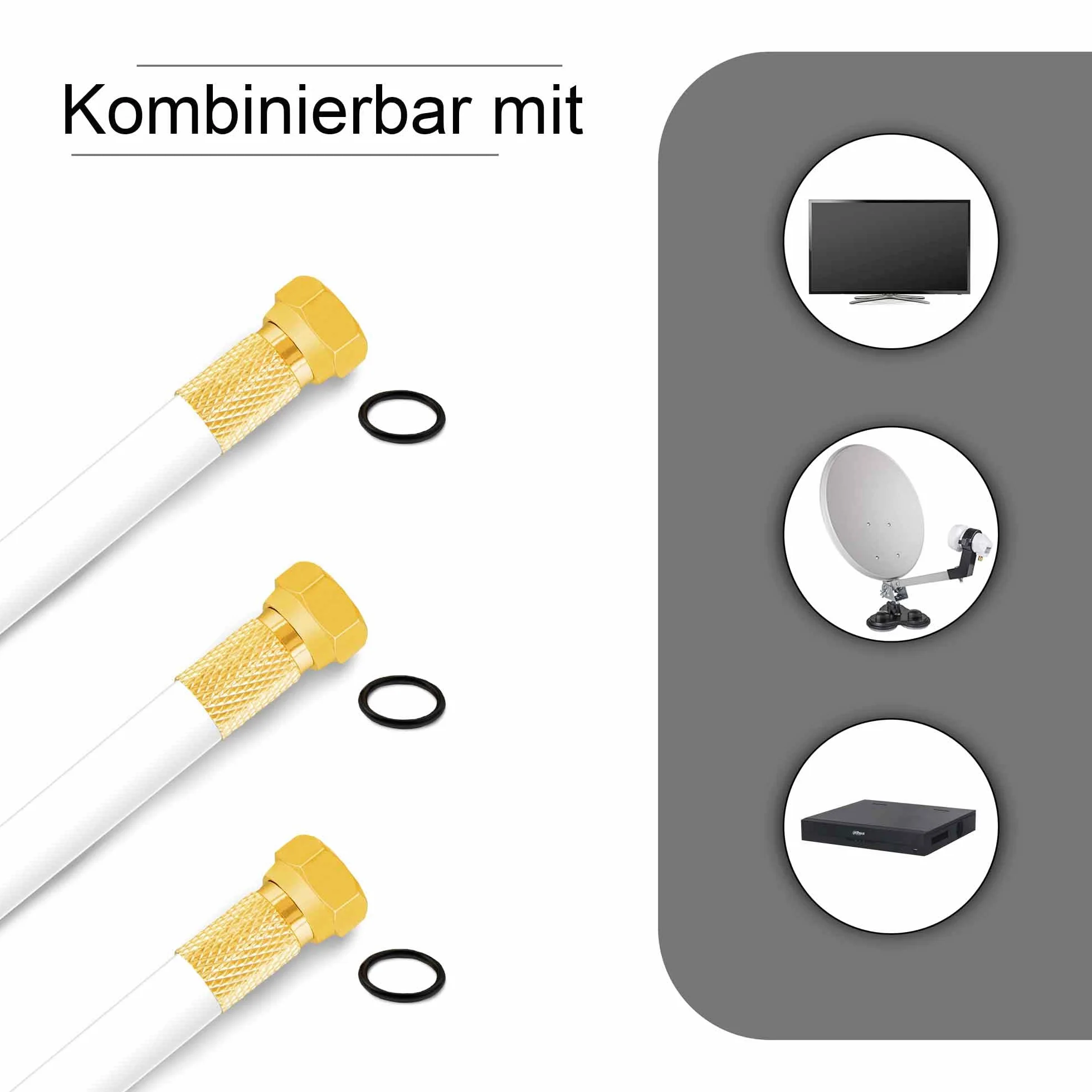Câble coaxial Satellite SAT 25m 135dB Blindé 4 Couches Compatible DVB-S/S2 DVB-C DVB-T 4K HDTV