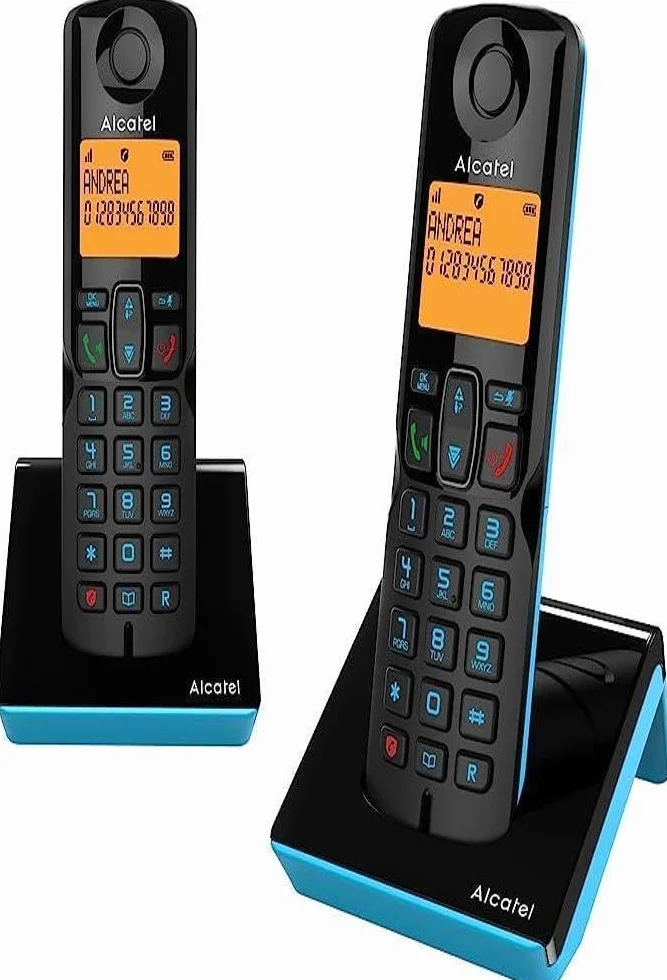 Alcatel S280 duo bleu, Telephone sans fil duo, mains libres, Repertoire 50 noms et numeros fonction blocage des appels indésirables,