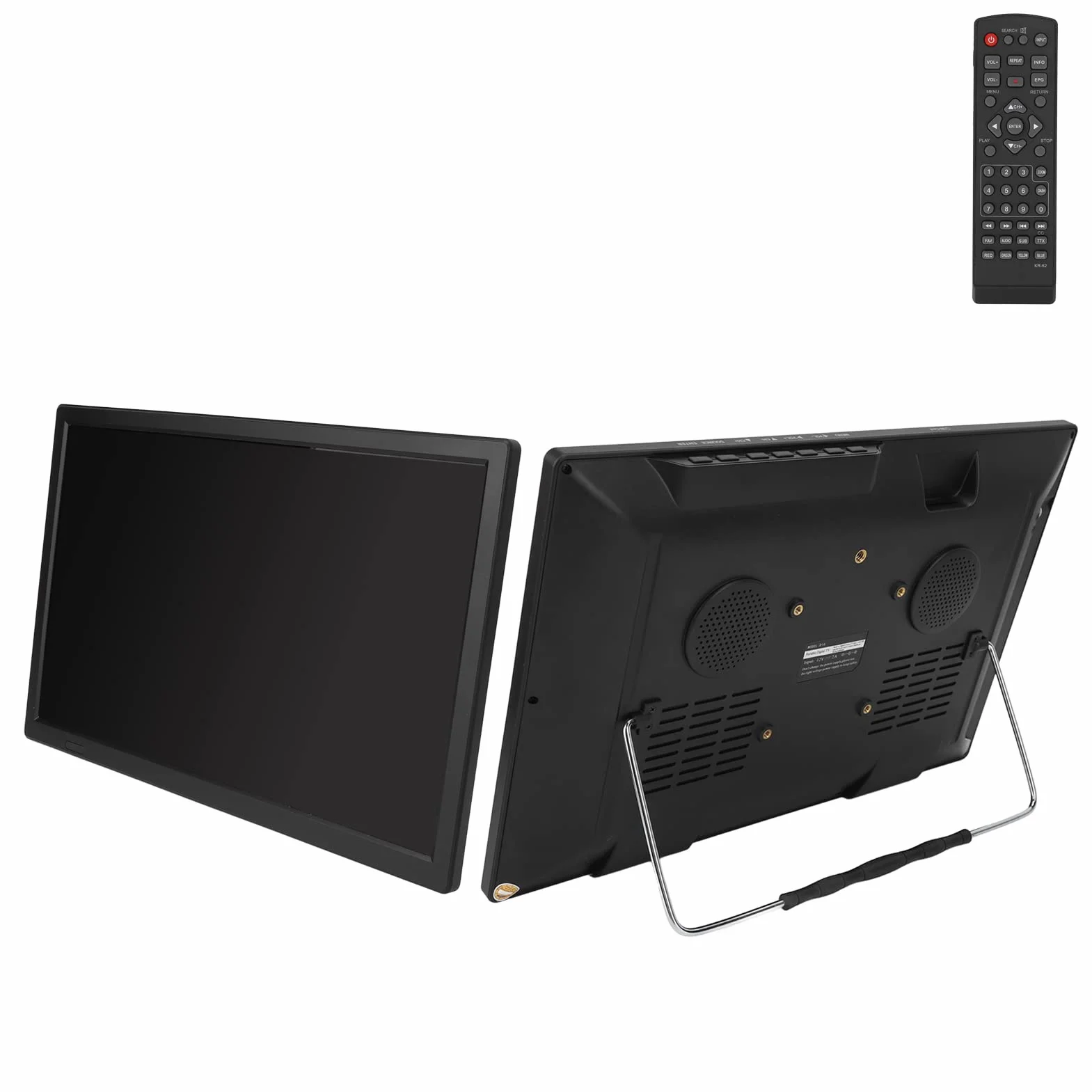 TV Numérique Portable 16 Pouces ATSC, Lecteur Vidéo HDMI avec Support, Kit de Télévision Numérique Haute Sensibilité, Vidéo 1080p, MP3, MP4, pour la Maison, la Voiture, Les Voyages en Plein Air