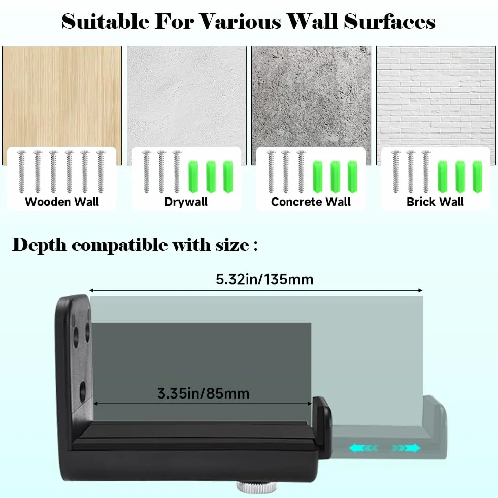 Support Mural Universel pour Barre de Son Compatible avec Samsung/Bose/LG/Sony/JBL/Sonos/Vizio et Plus Profondeur Réglable 85mm-135mm Charge Jusqu’à 20kg