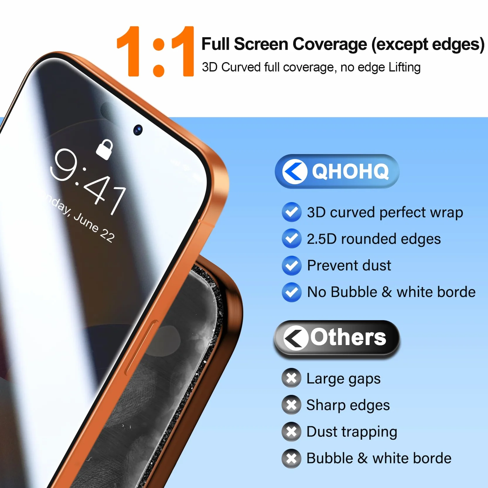 QHOHQ 3 Pièces Verre Trempé Anti-Espion pour iPhone 17 Pro Max + 1 Jeu Protection Caméra Arrière, [12 Pieds Qualité Militaire Vitre Protection], 25°Anti-Spy, Auto-Install 1s, Coque Compatible
