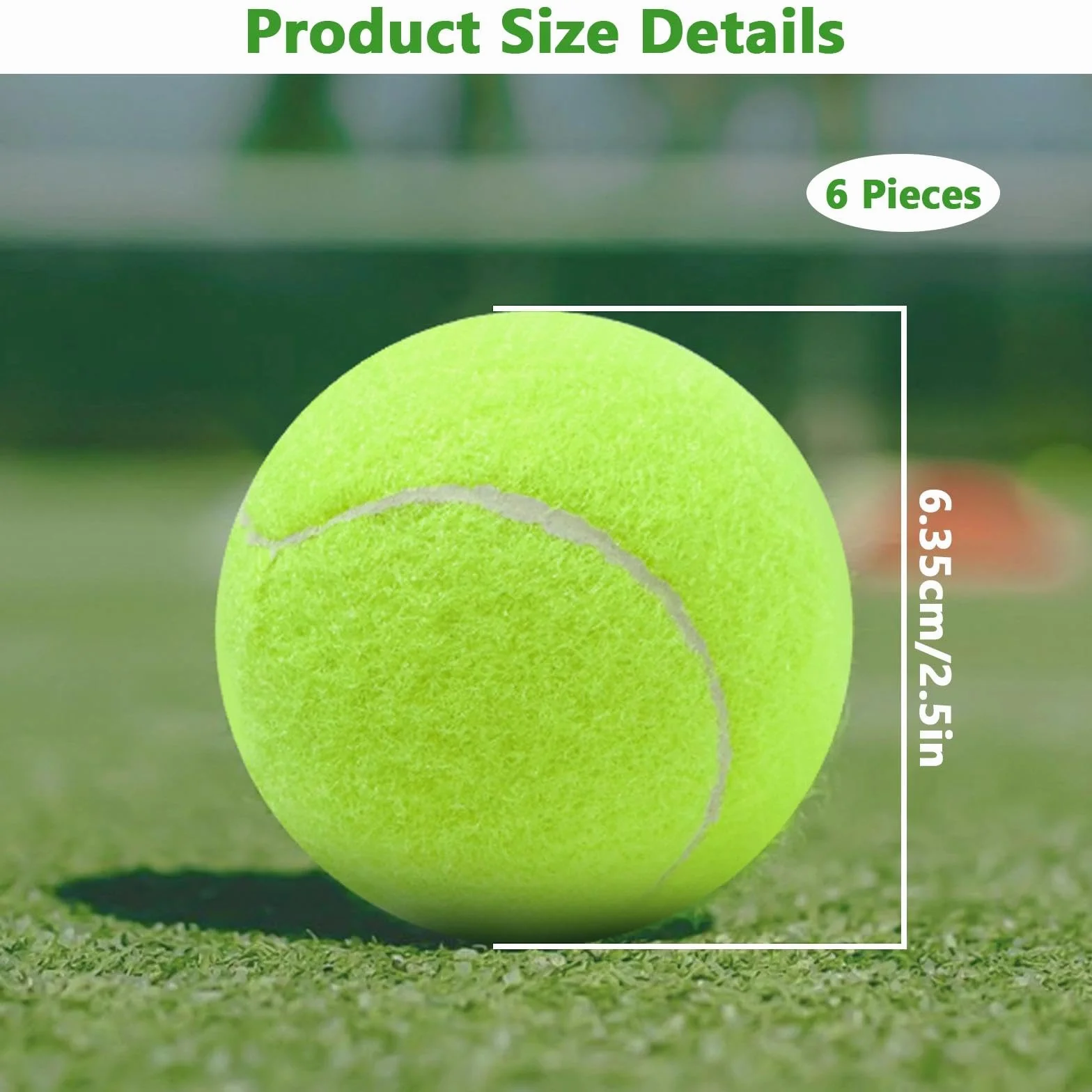 Balles de Tennis Loisirs Haute élasticité Feutre Haute Visibilité Pack de 6