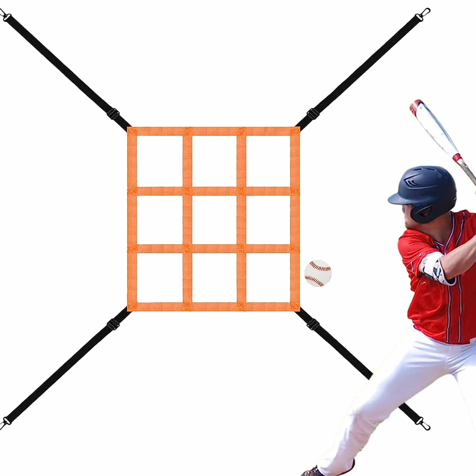 Cible de baseball réglable - Filet d'entraînement pour frapper et attraper avec sangle de fixation