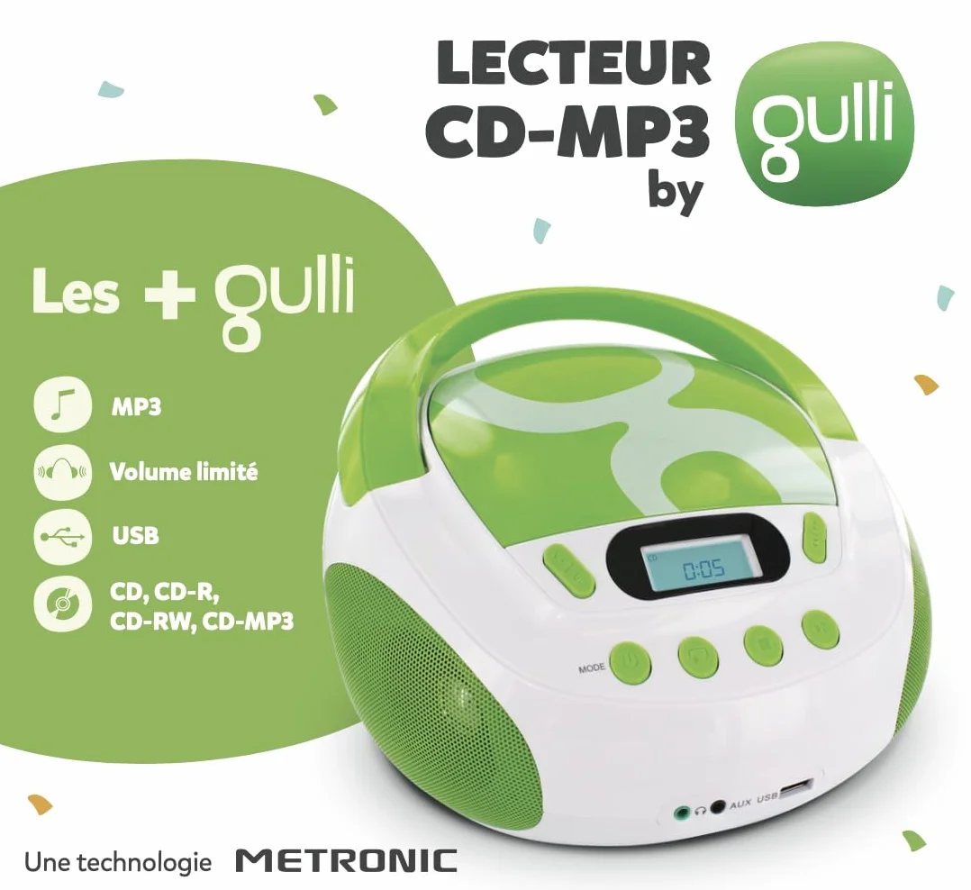 METRONIC Gulli Lecteur CD-MP3 avec Port USB Vert