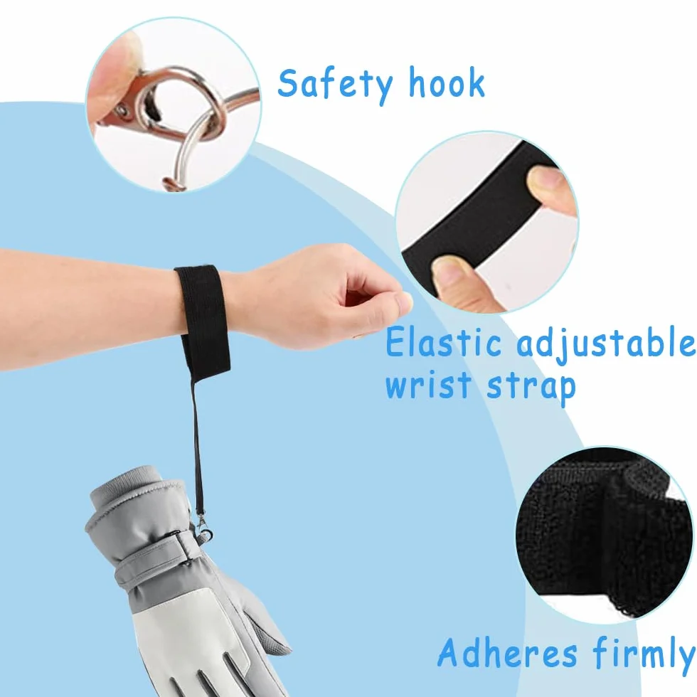 Sangles de Poignet pour Gants de Ski Sangle de Sécurité Réglable Anti-Perte 4 Pièces