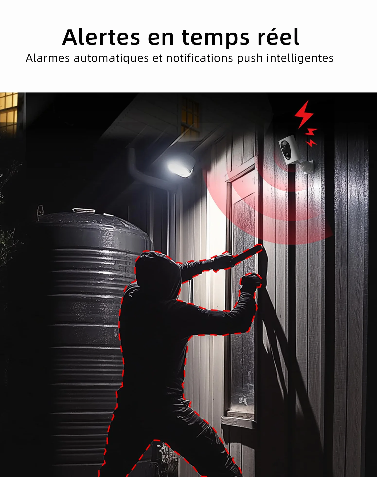 VIRTAVO 2K Camera Surveillance WiFi Extérieure sans Fil Batterie, Vision Nocturne Couleur Starlight, PIR Détection Mouvement, Étanche, Audio Bidirectionnel, VF1