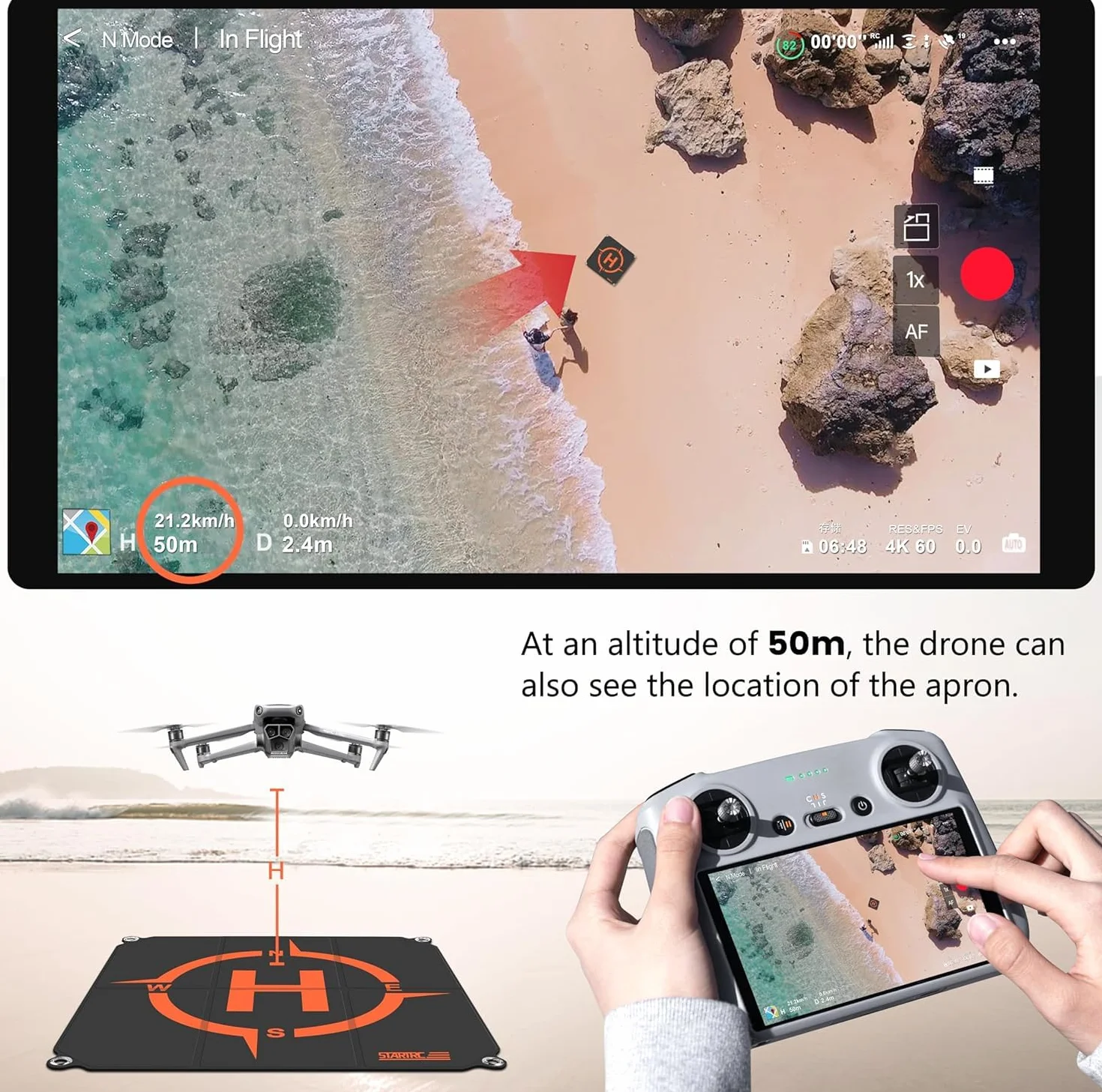 STARTRC Drone Landing Pad,50cm(19”) RC Hélicoptère Piste Pliable d'atterrissage pour DJI Mini 4k/Mini 4 pro/Avata 2/Mini 3 Pro/Mini 2 SE/Mavic 3/Air 3/ Mavic Mini 2/Mavic Air 2/Mavic 2 /FPV Drone