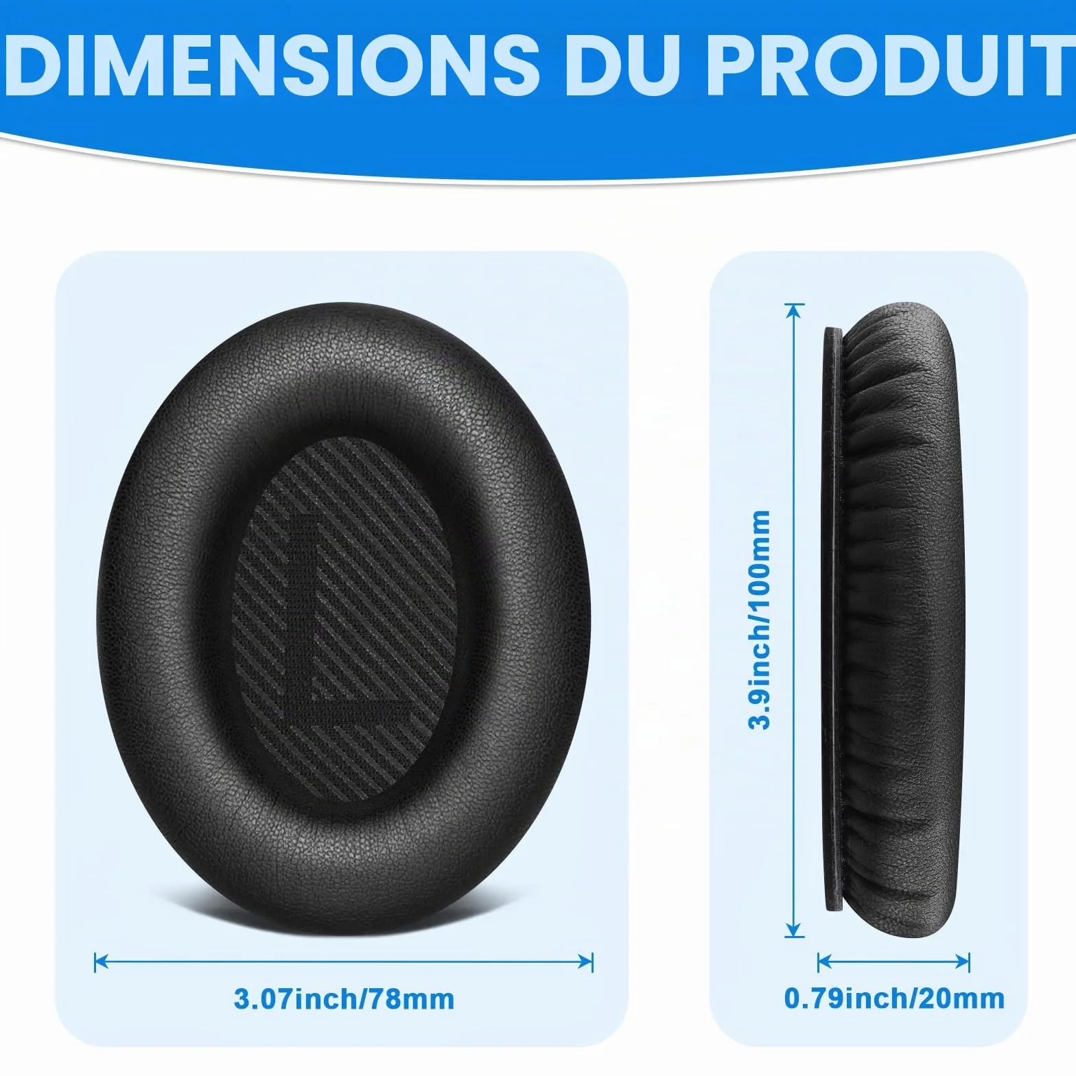 AK Coussinets pour Bose QuietComfort 35 QC 35 II, Remplacement Cuir Souple Mousse Acoustique QC35II/35/15 QC2/AE2