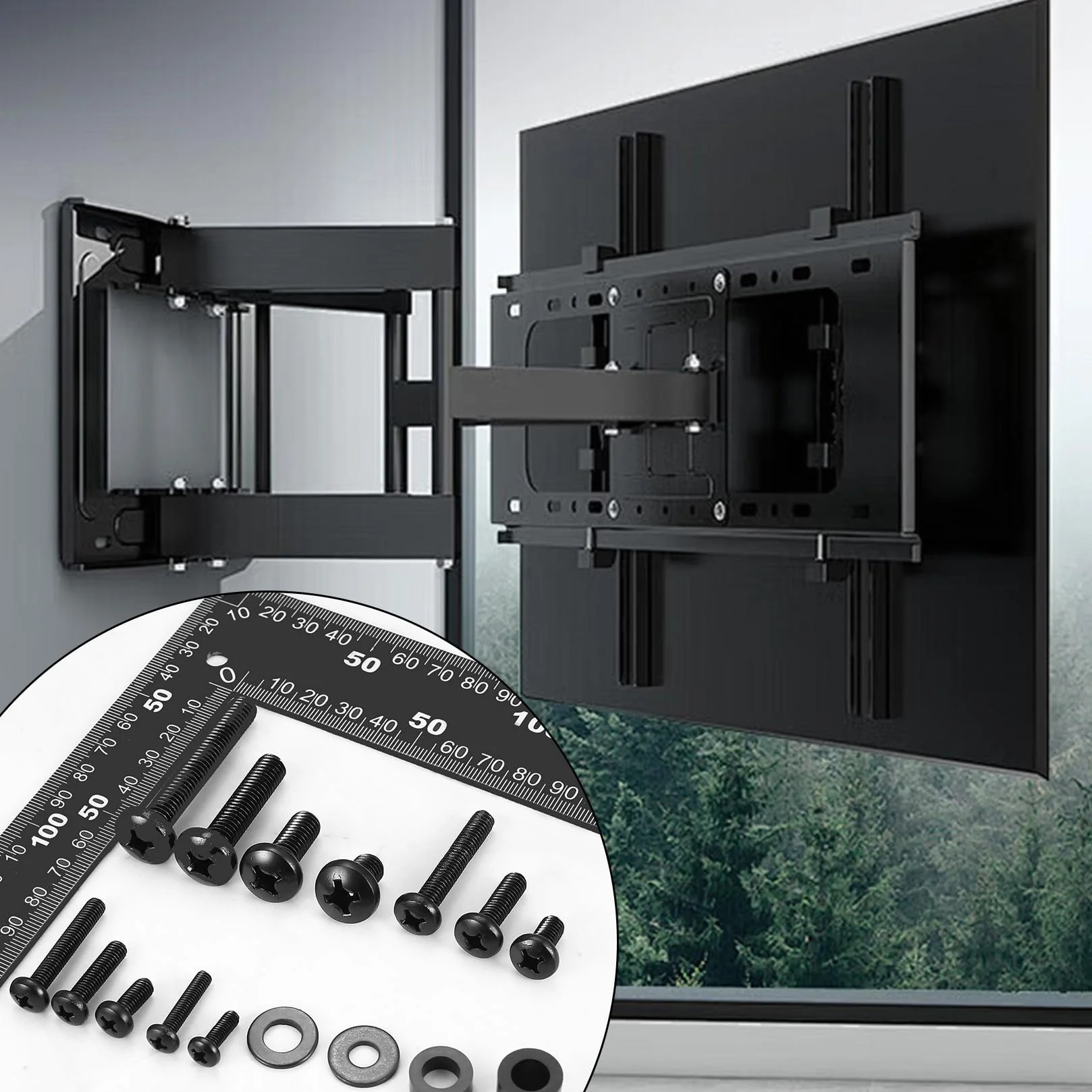 Ensemble de vis VESA BOJIUKEJI, M4 M5 M6 M8, 68 pièces, Noir, pour montage mural TV et support moniteur jusqu'à 80 pouces, avec entretoise