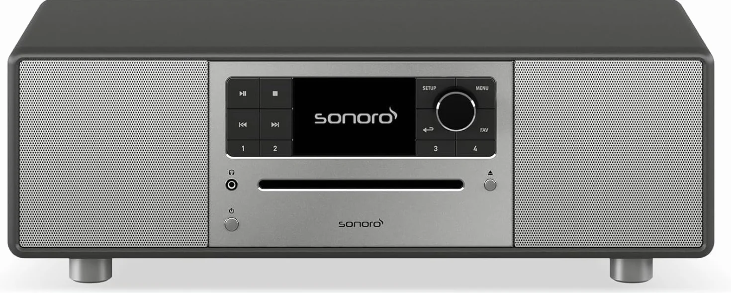 Sonoro Prestige - Système stéréo compact avec lecteur CD, Bluetooth et radio Internet (FM, WLAN, DAB Plus, Spotify, Deezer), couleur : graphite mat