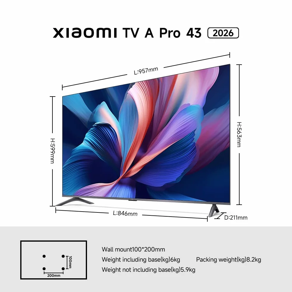 XIAOMI QLED 43" A Pro 2026 UltraHD 4K Dolby Audio Google TV