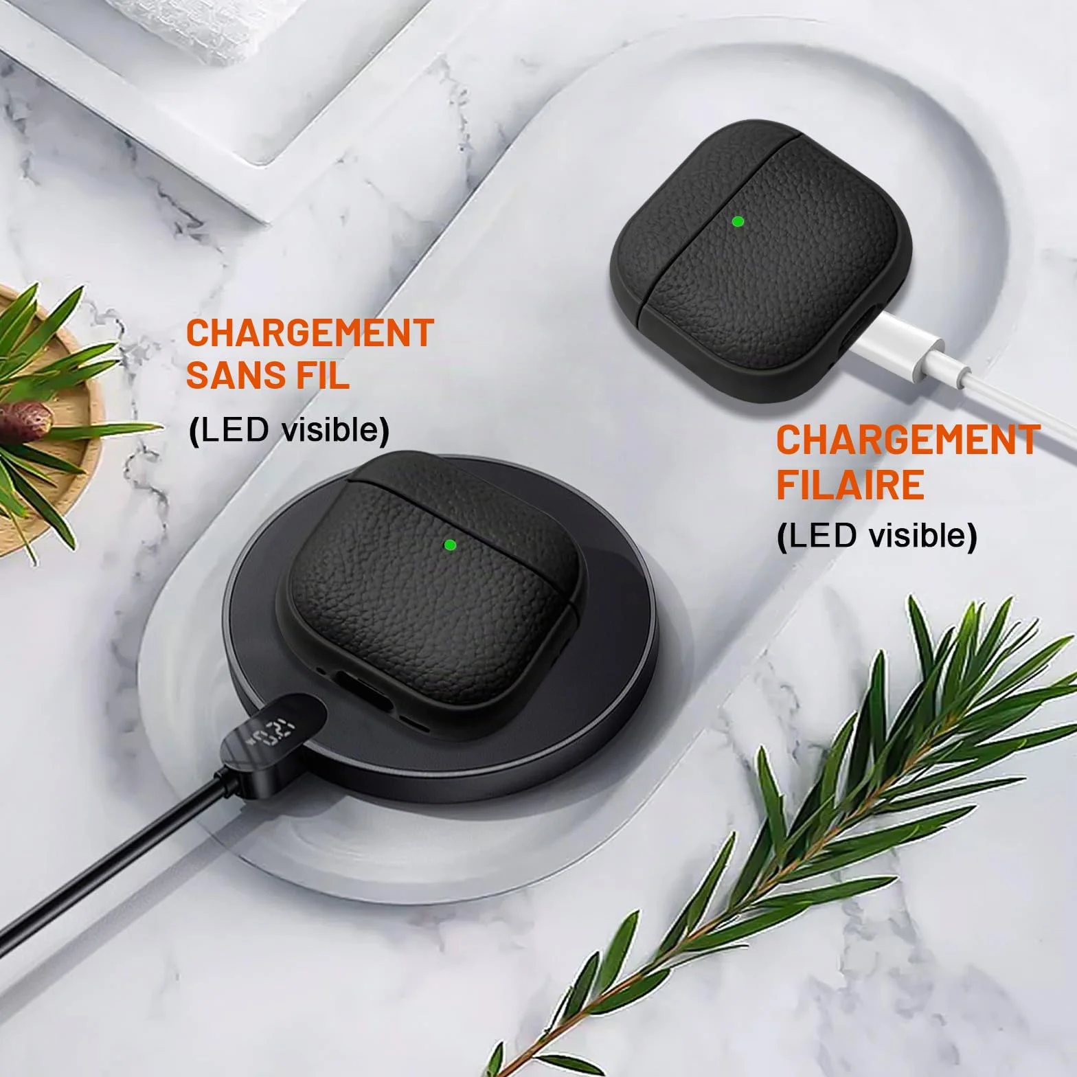 Coque AirPods 4 avec Dragonne, Protection Étui AirPods 4th Generation, Recharge sans Fil Noir