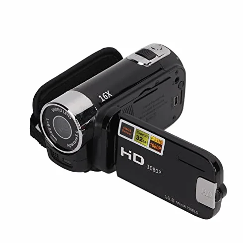 Caméra Vidéo Caméscope, Full HD 1080P 16MP Enregistreur D'appareil Photo Numérique Caméscopes Numériques Rotation à 270° Écran Couleur de 2,7 Pouces Caméra de Vlogging Zoom 16X